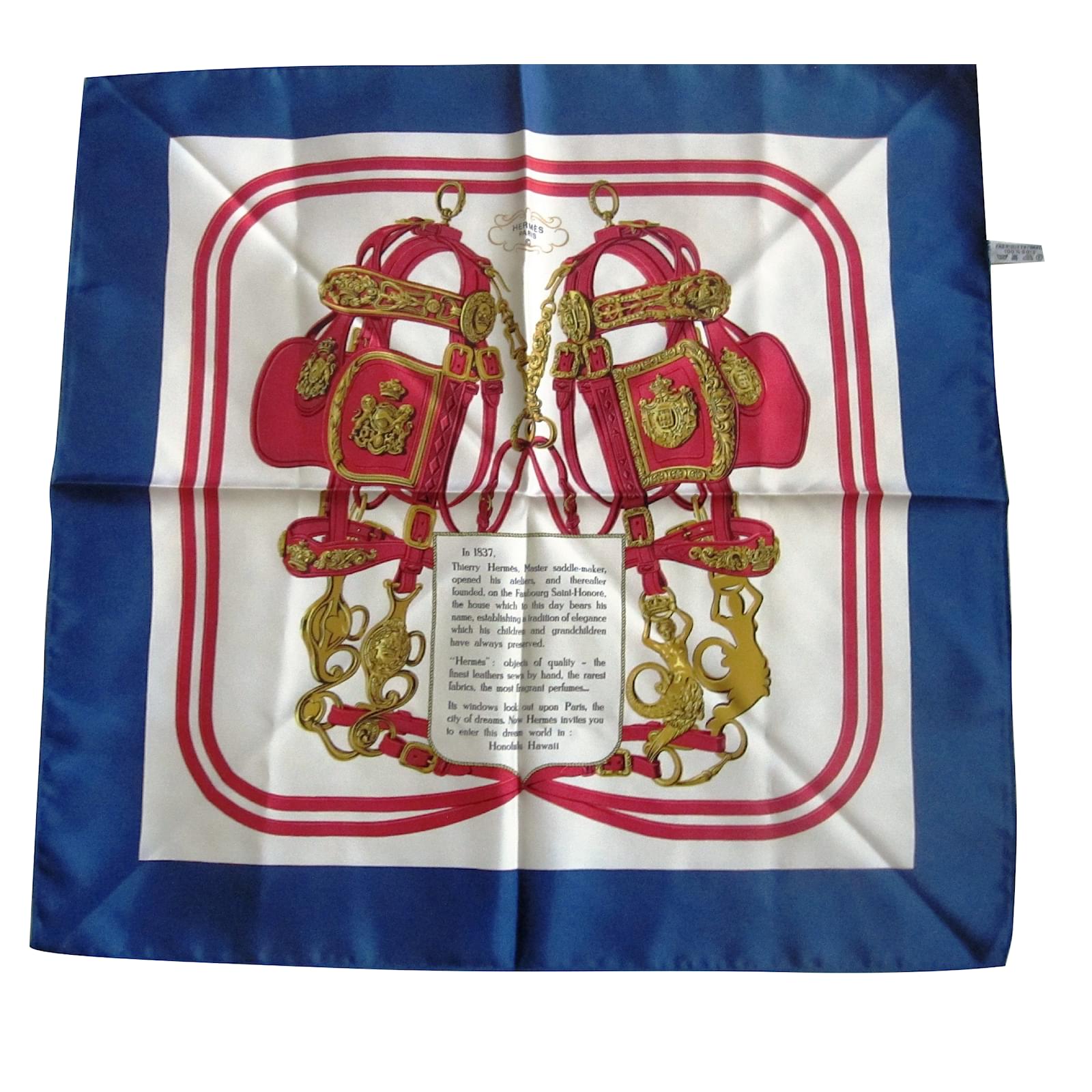 Foulard Carré Kookaï – Soie, Motif Glaces, Bleu, Style Gavroche, Vintage