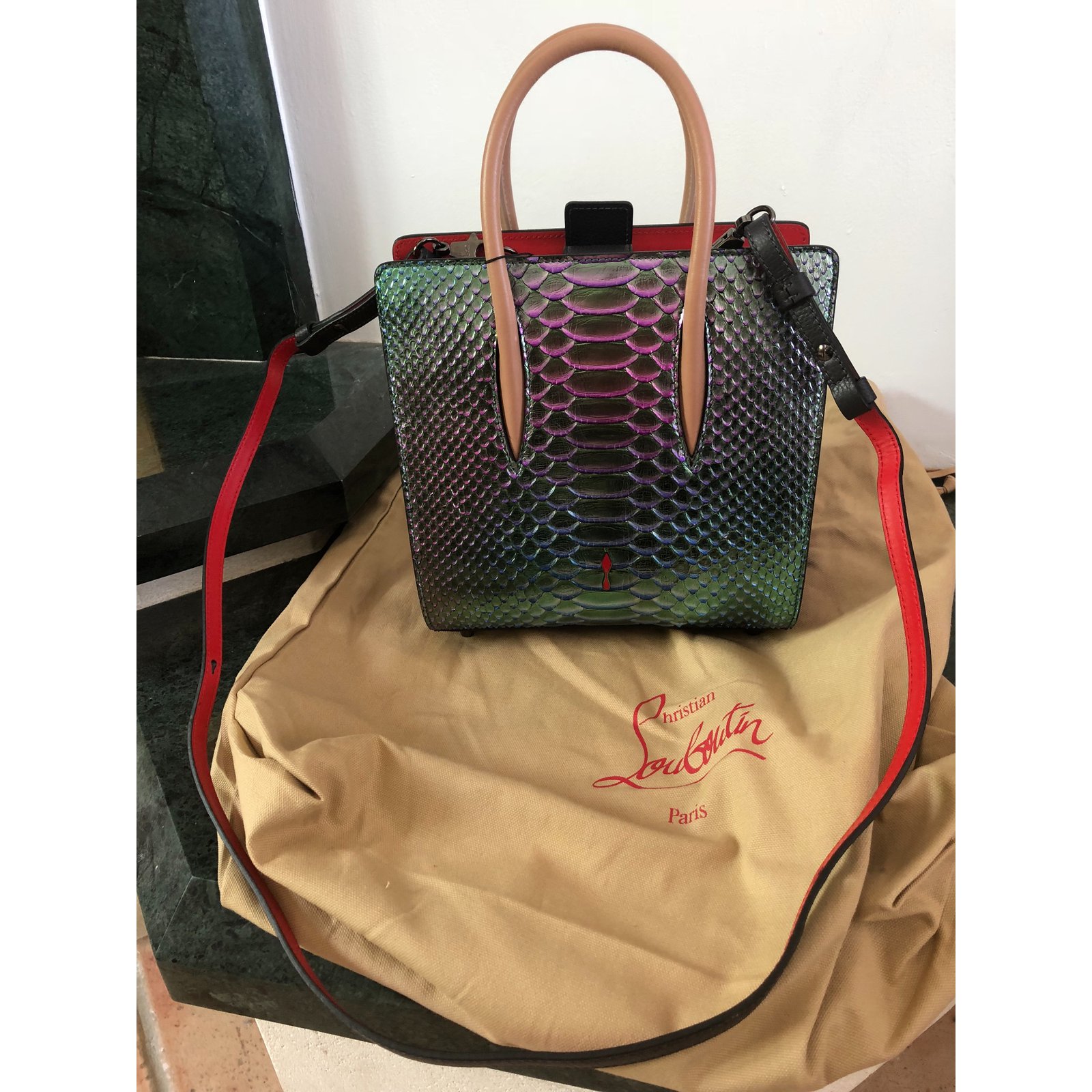 Christian Louboutin Paloma Bag Multiple colors Leather Patent leather  Python ref.69880 - Joli Closet