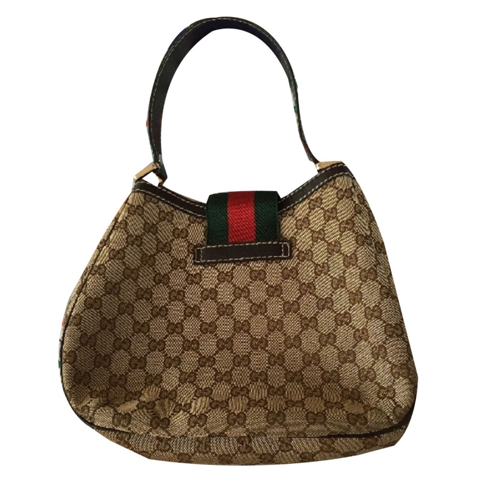 Gucci Beige Monogram Canvas Large Ladies Web Hobo Gucci