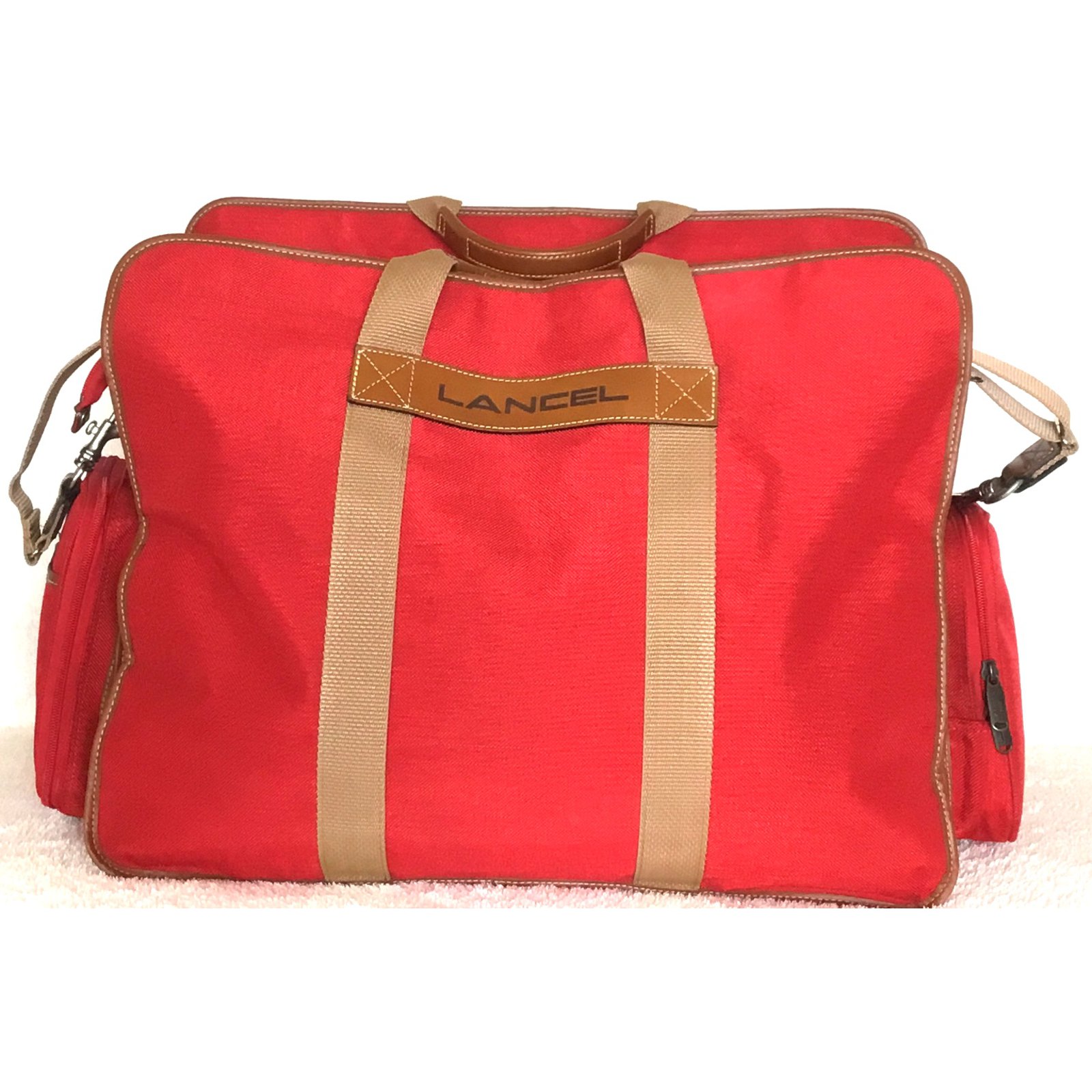 sac voyage lancel toile rouge