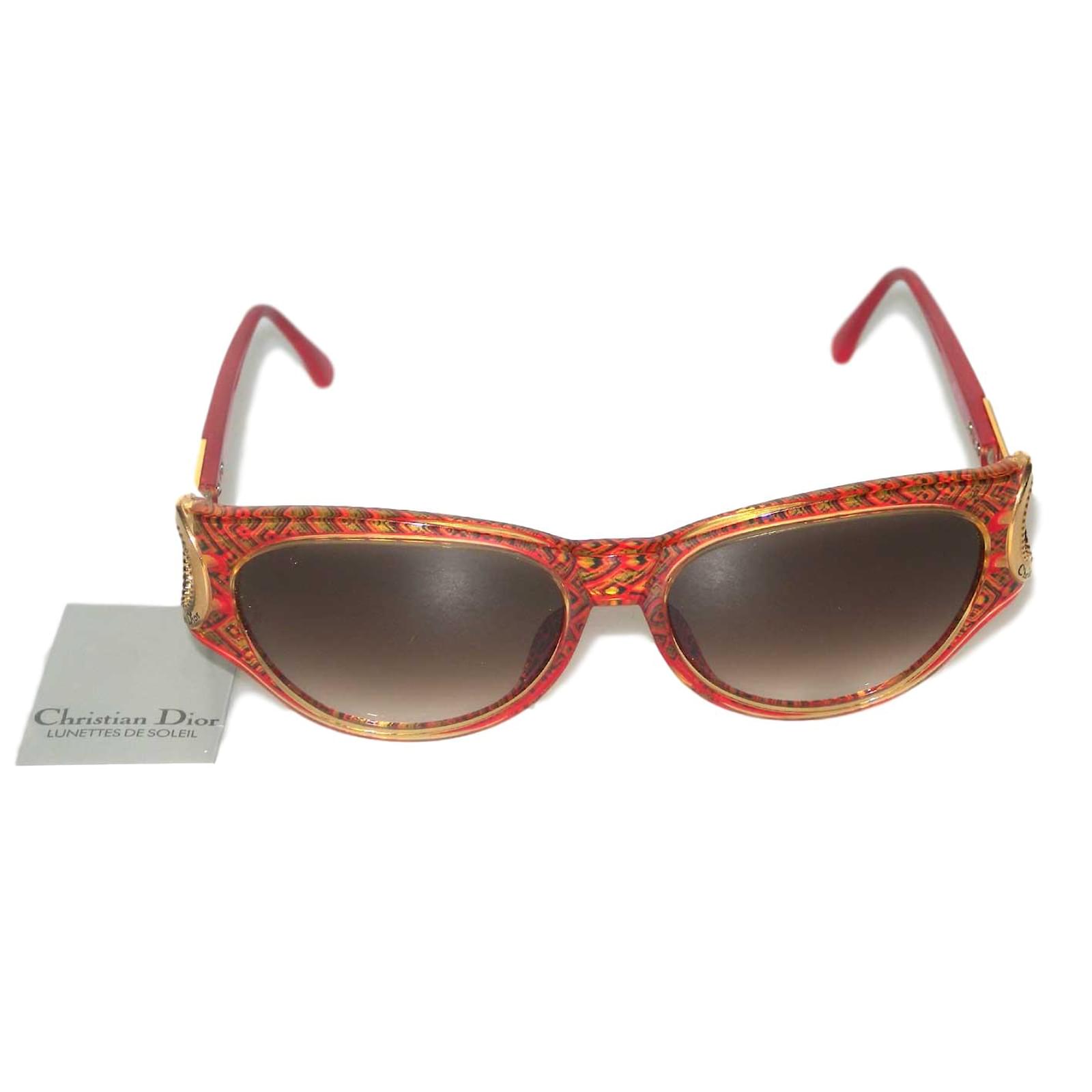 Christian Dior Sunglasses Red Golden Plastic Ref70186 Joli Closet 