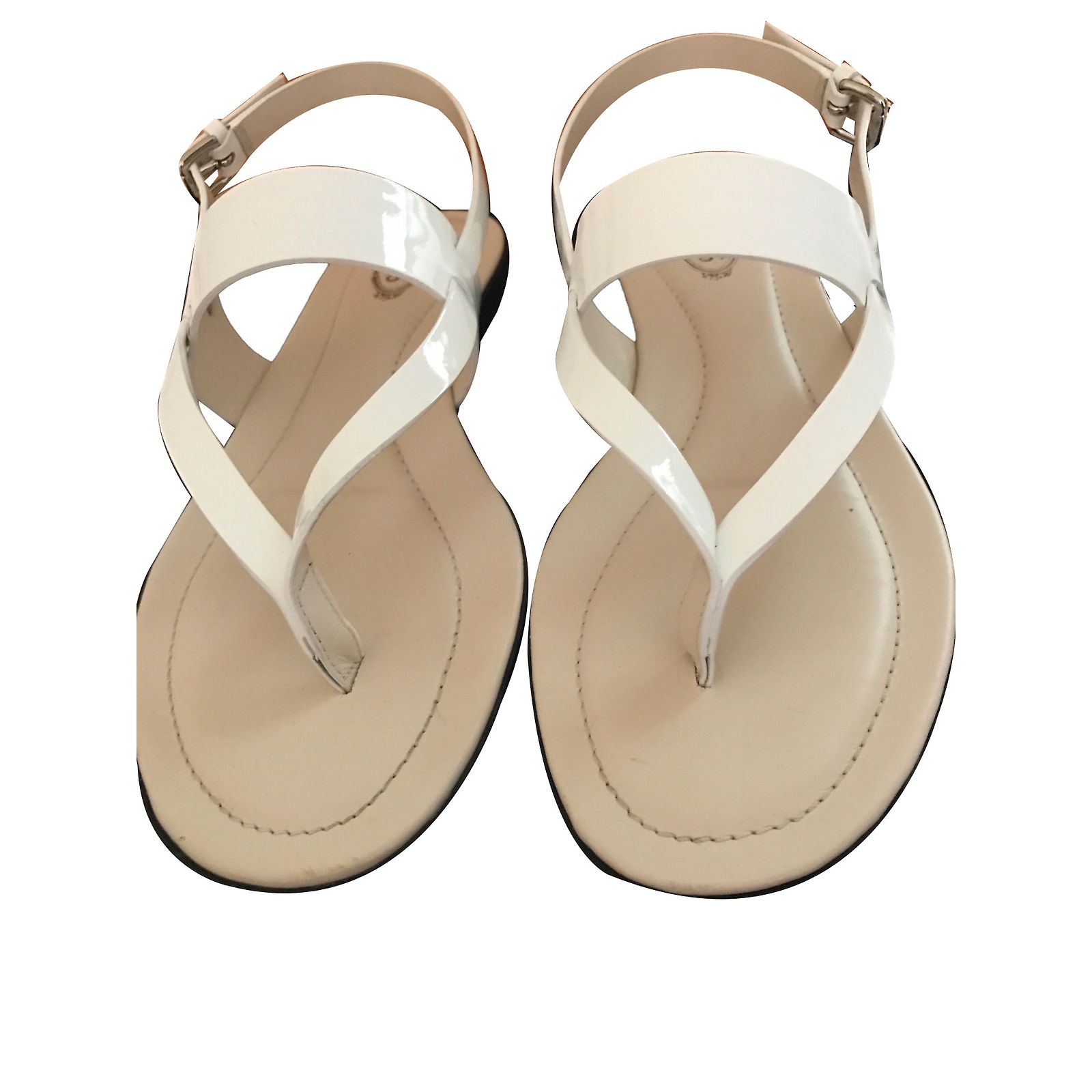 Sandales Cuir Rouge-bordeaux Élue Par Nous – Taille 36, Occasion, Style Décontracté Plat