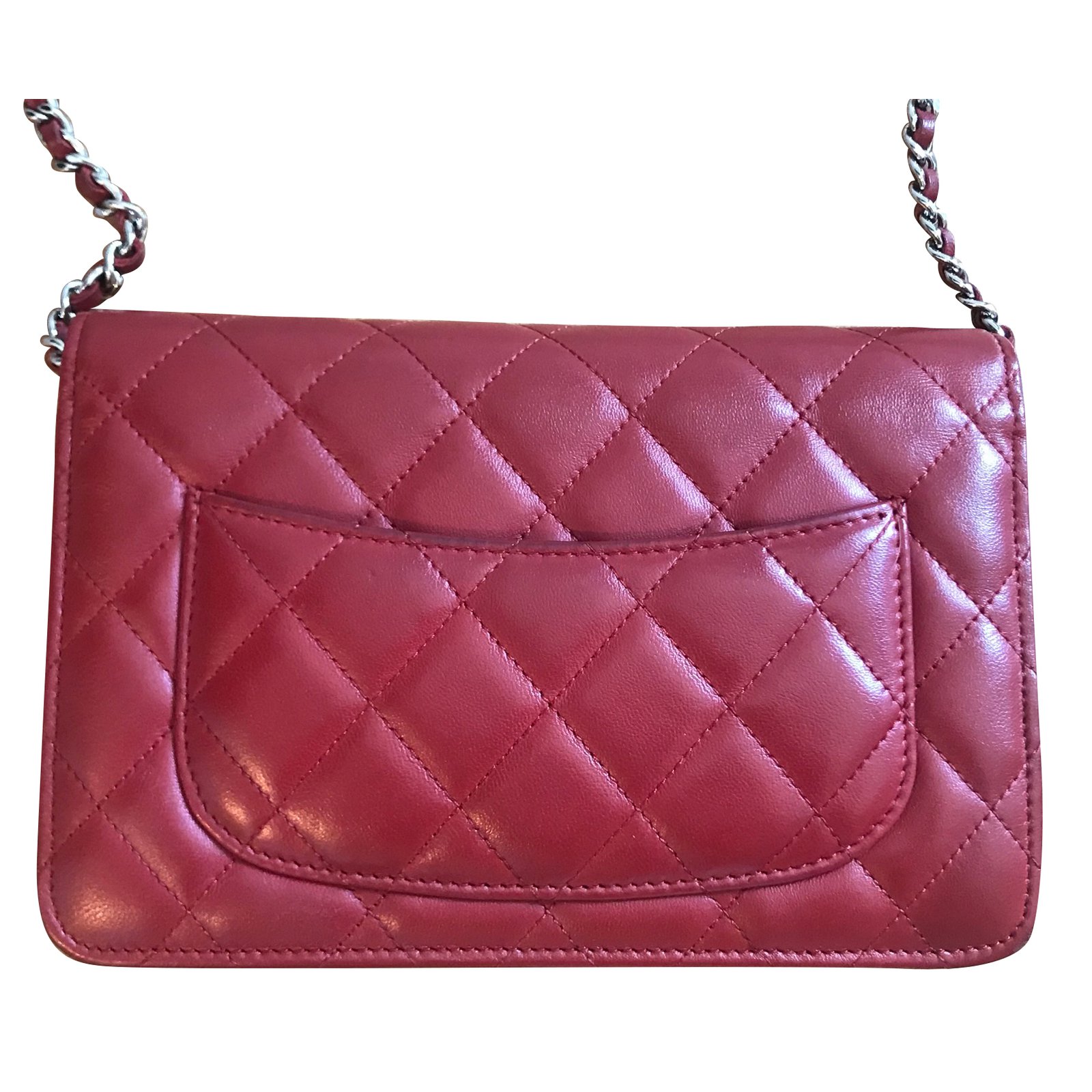 Chanel Choco Bar No.5 Bifold Wallet Red CC Leather ref.163172 - Joli Closet