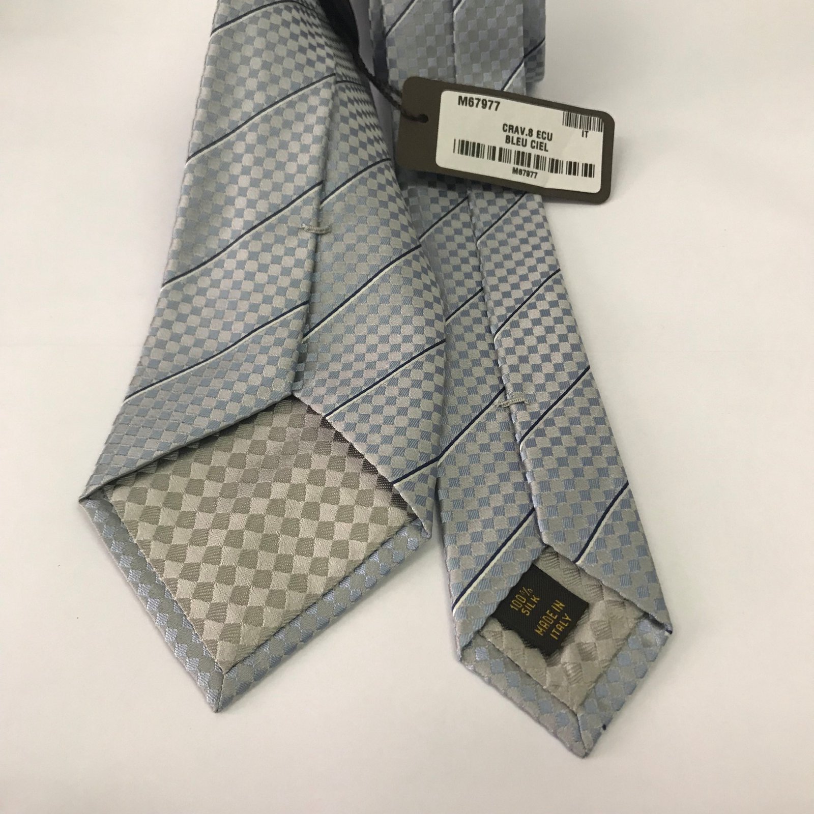Authenticated Used Louis Vuitton tie LV Cravat MR0199 silk 100% gray men's  LOUIS VUITTON 
