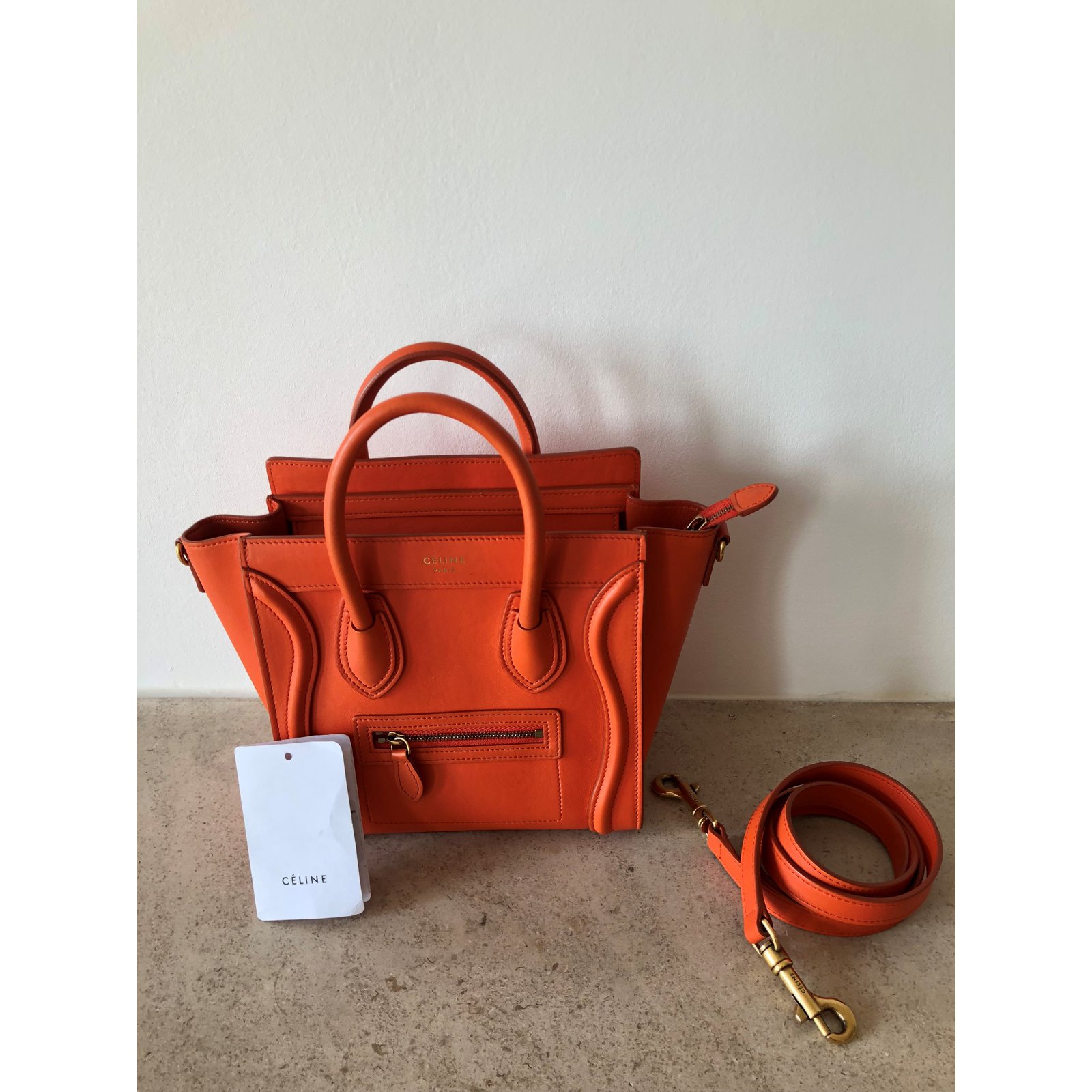 Céline Celine Nano Belt Bag Orange Leather ref.597520 - Joli Closet