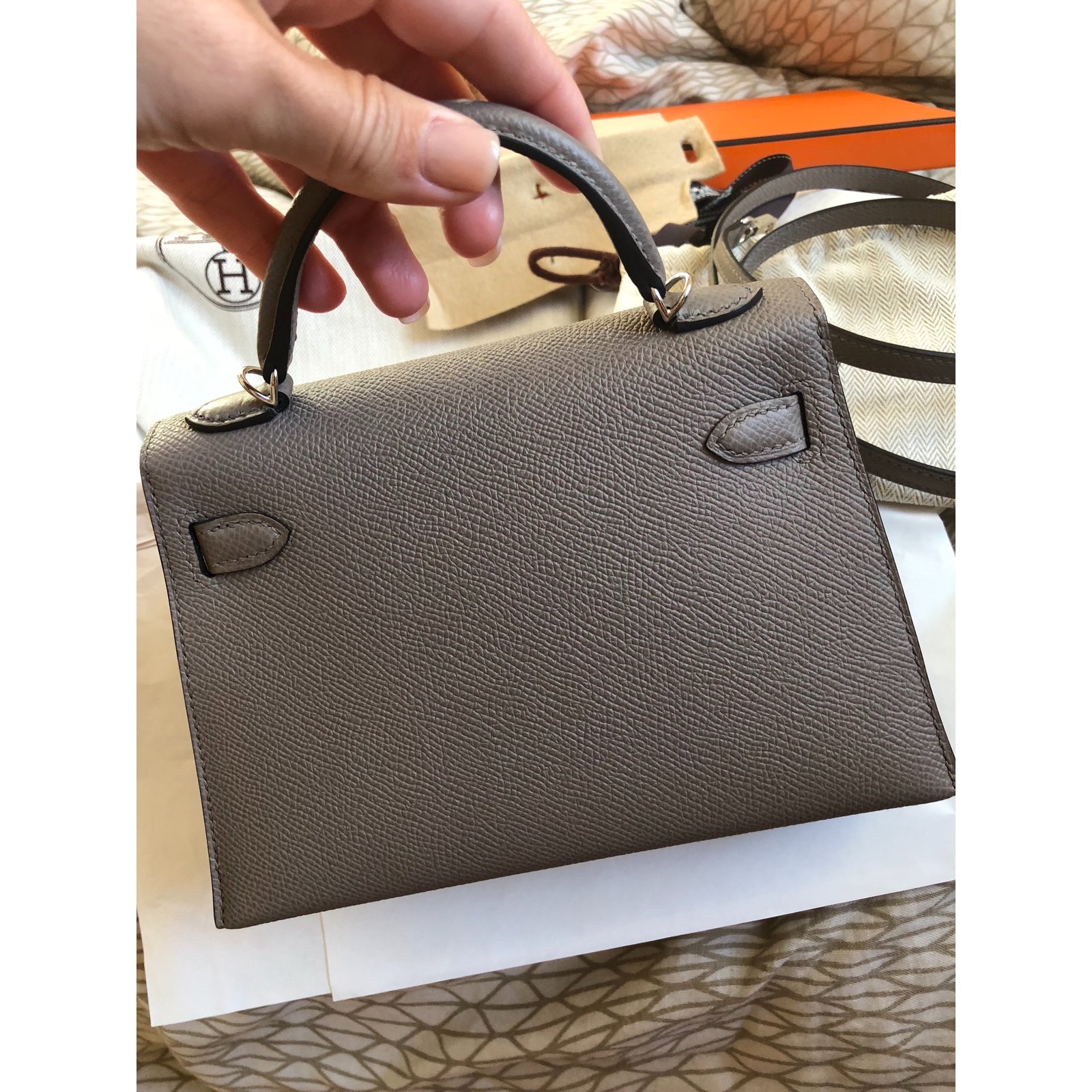 Hermès Mini Kelly II Grey Leather ref.73253 - Joli Closet
