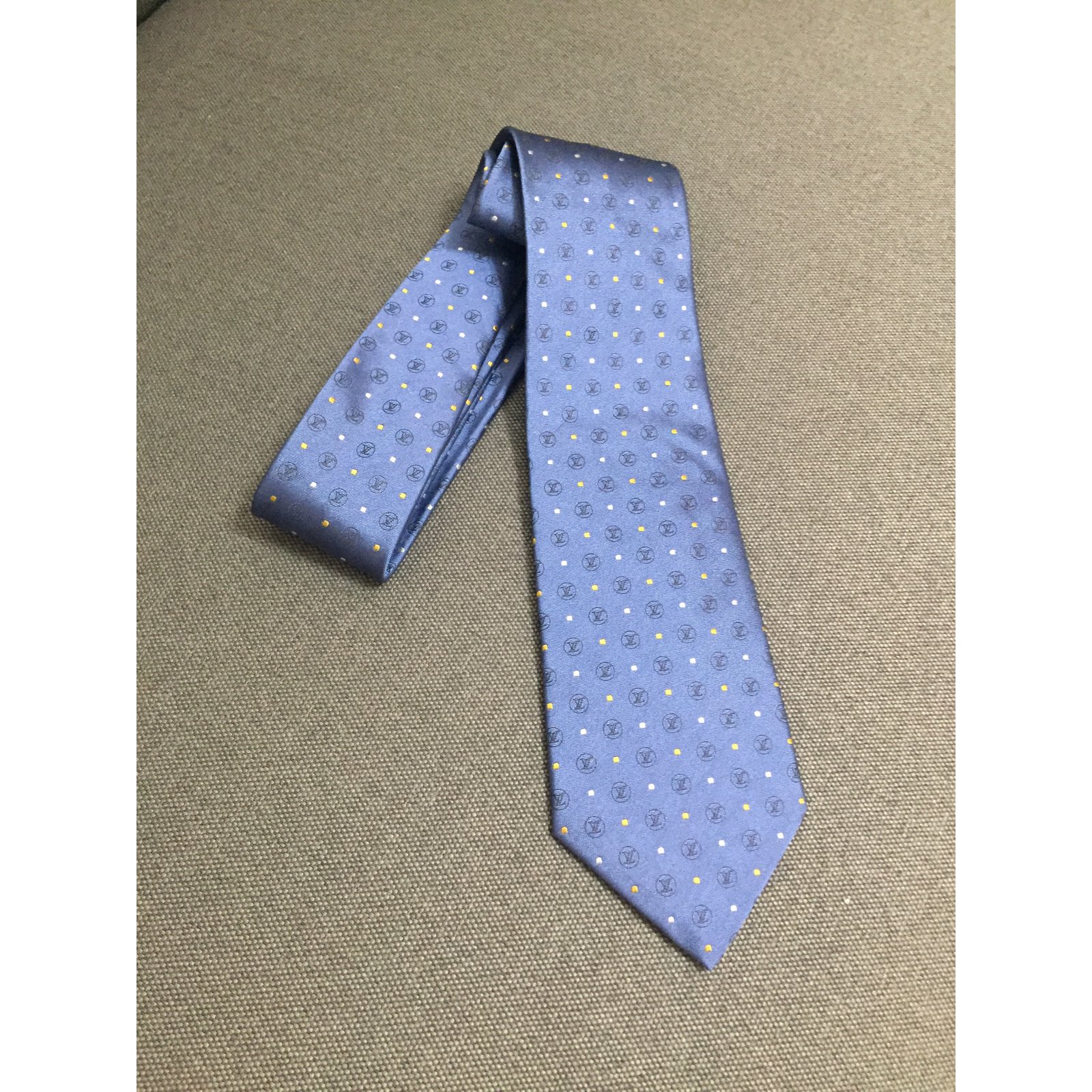 Louis Vuitton Navy Blue Silk Stripe Neck Tie 862644