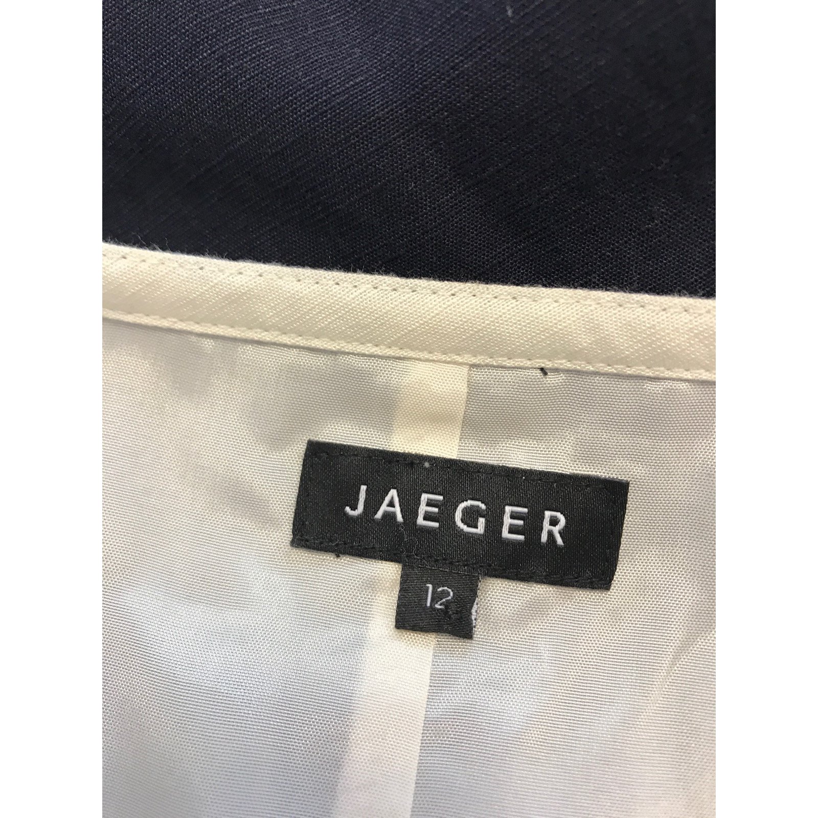 Jaeger Dresses Cream Navy blue Viscose Linen ref.73360 - Joli Closet