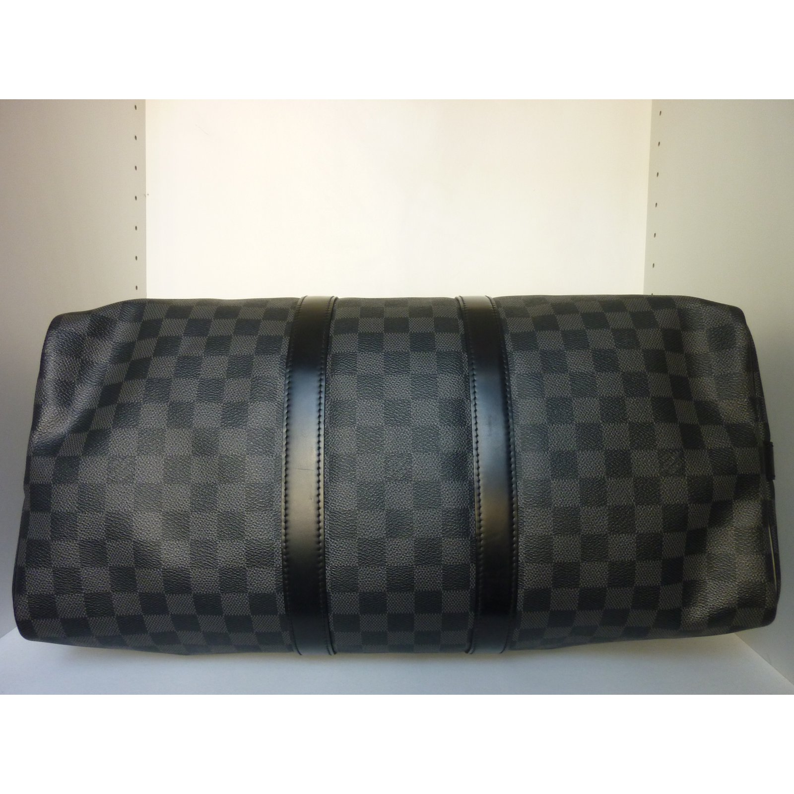 Louis Vuitton keepall 45 Dark grey Navy blue Leather Cloth ref.73754 - Joli  Closet