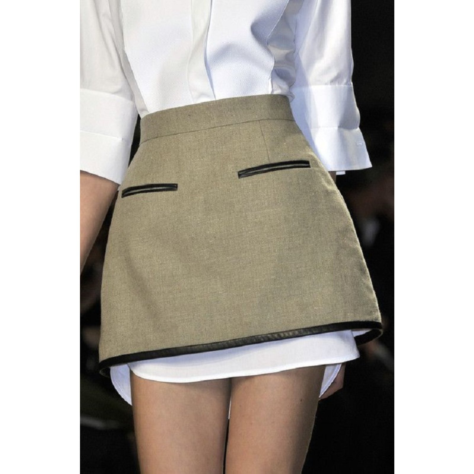 Céline Skirt Beige Leather Linen ref.73913 - Joli Closet