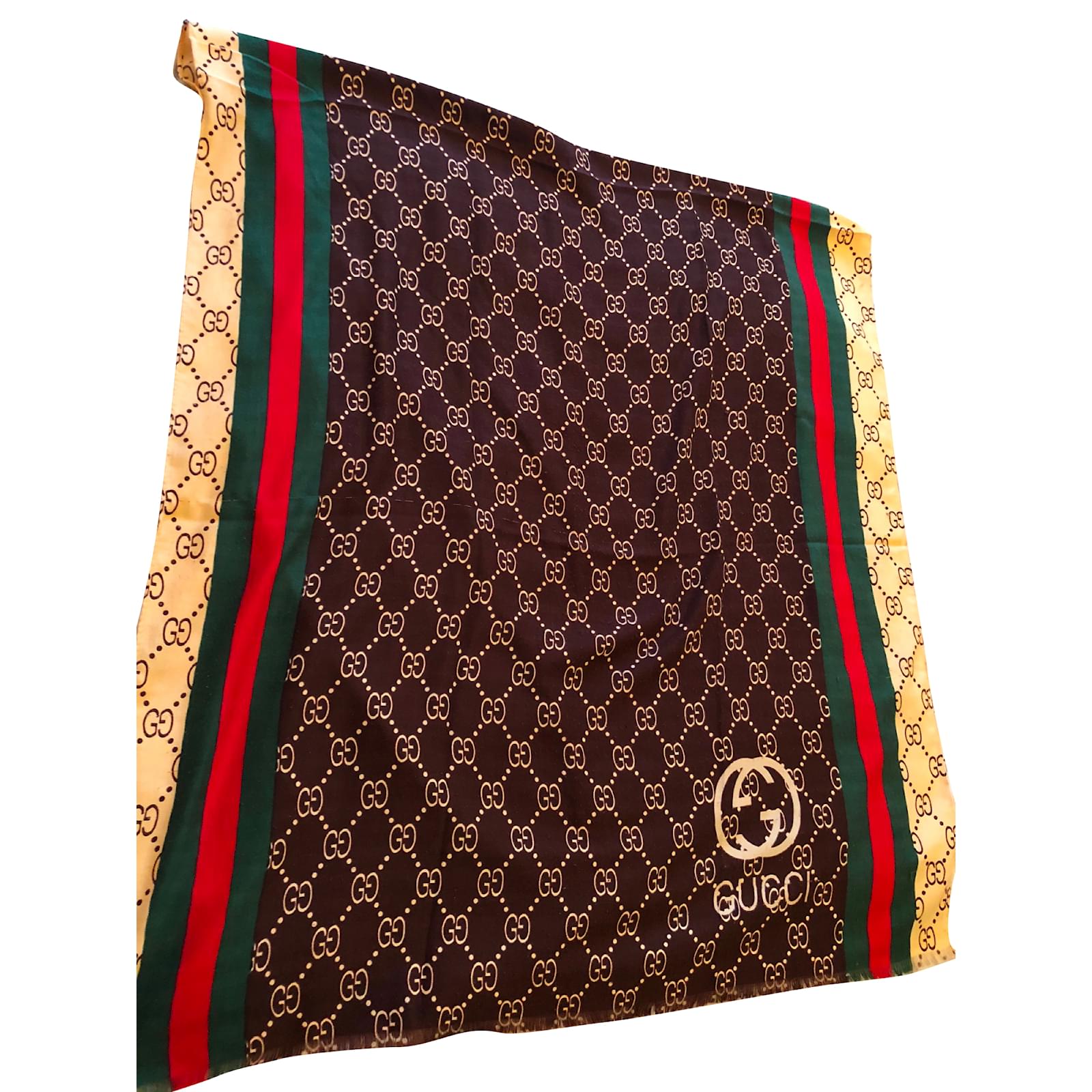 Gucci Scarf Brown Silk ref.74062 Joli Closet