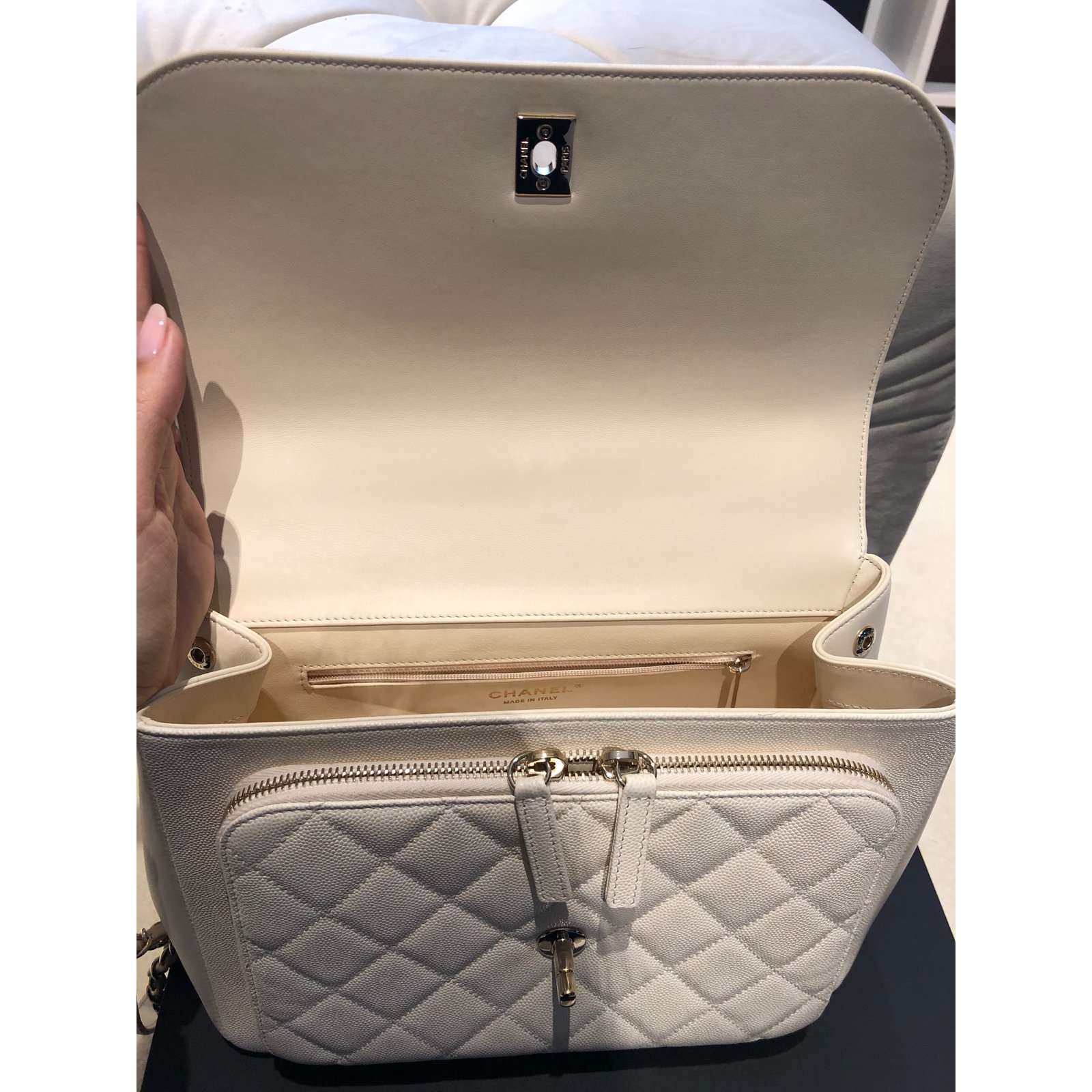 Vintage Chanel White Classic medium flap bag