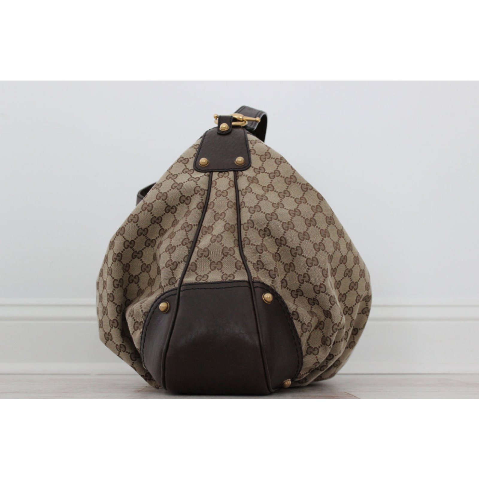 Gucci Jockey Hobo Brown Cotton ref.74565 - Joli Closet