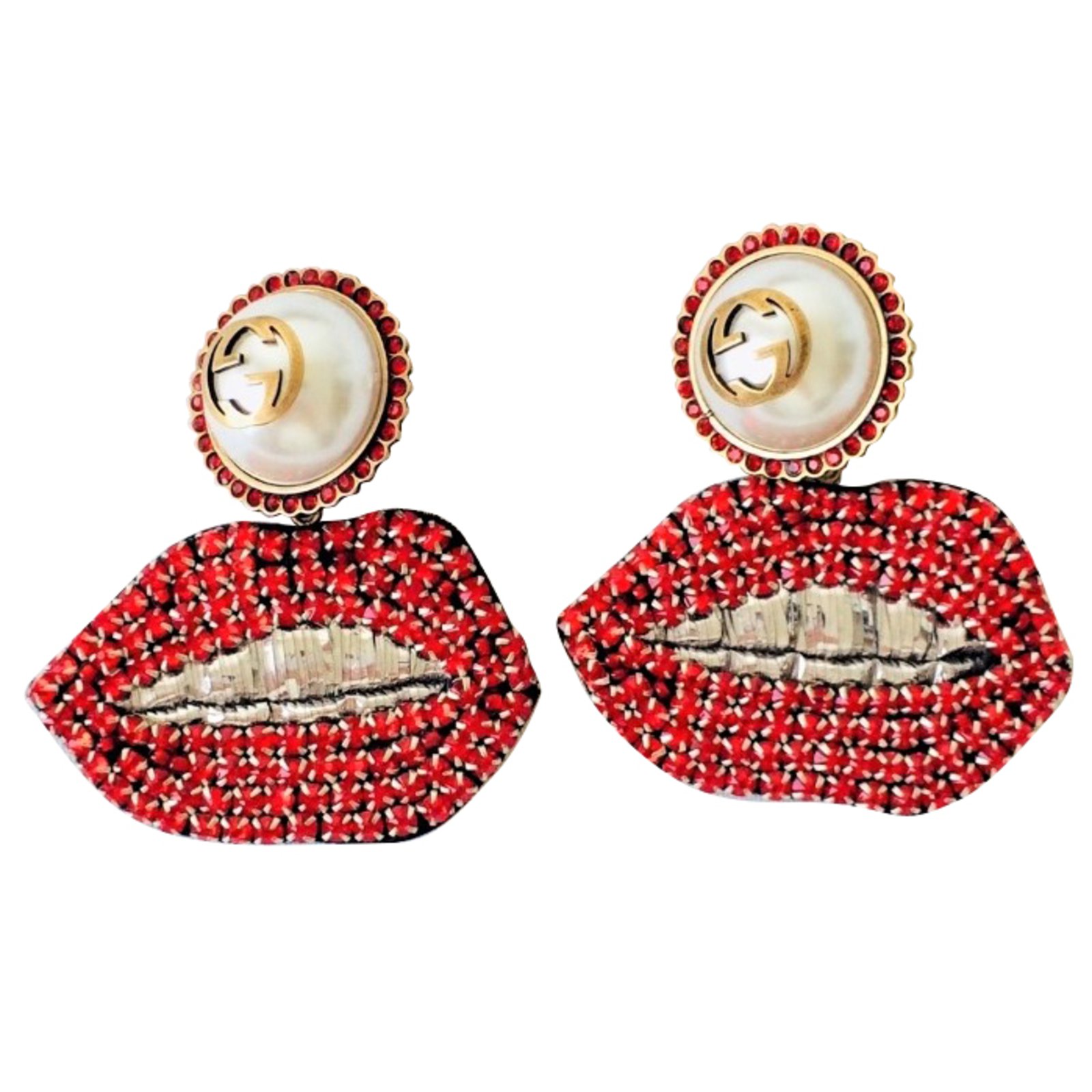 Gucci Lips clip on Earrings Red ref.74681 Joli Closet
