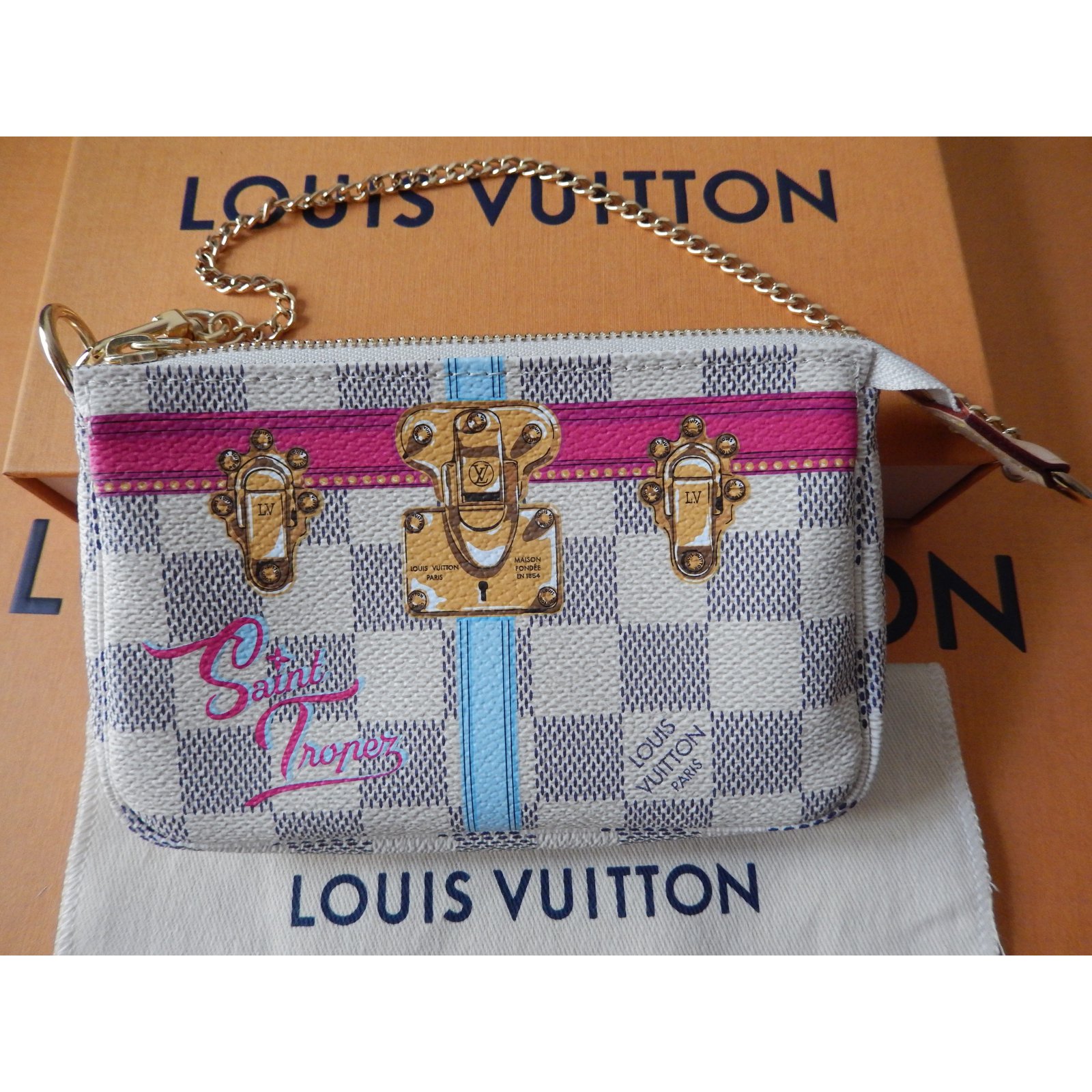 LOUIS VUITTON St. Tropez Mini Accessories Damier Azur Summer Trunks Bag  Pouch