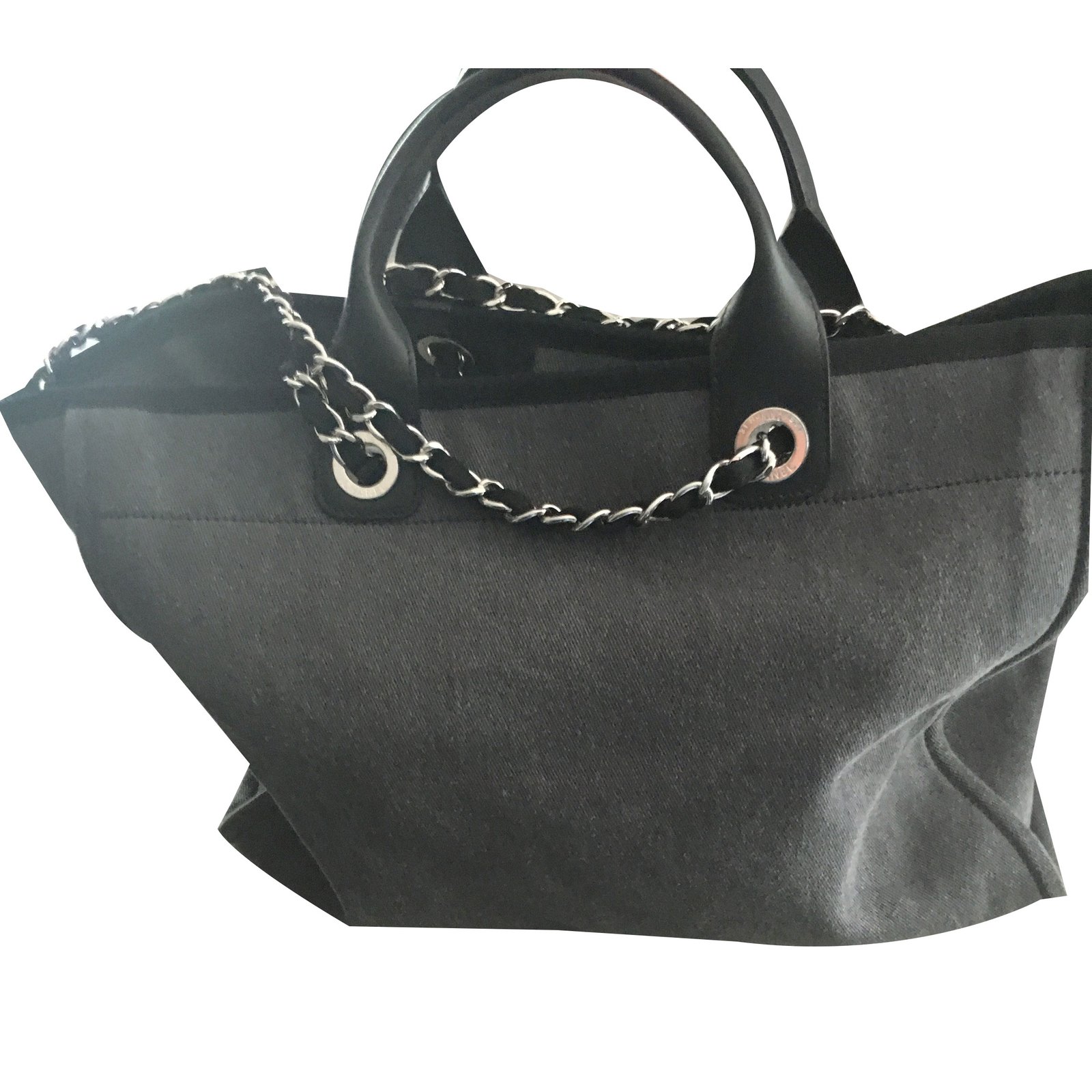 Chanel Grey & Black Canvas Large Deauville Tote, myGemma