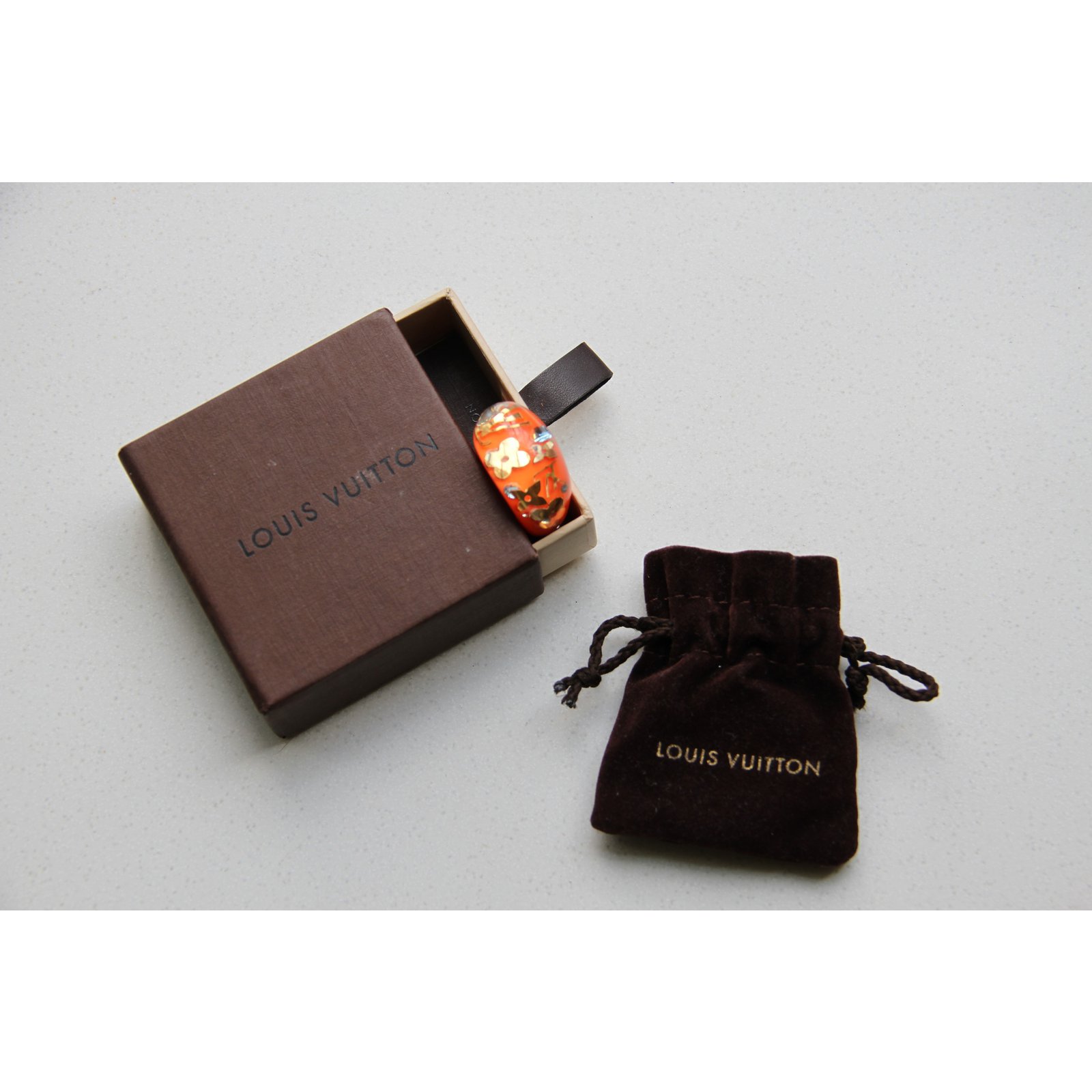 Louis Vuitton Sunset Orange Resin Ring Gold ref.75660 - Joli Closet