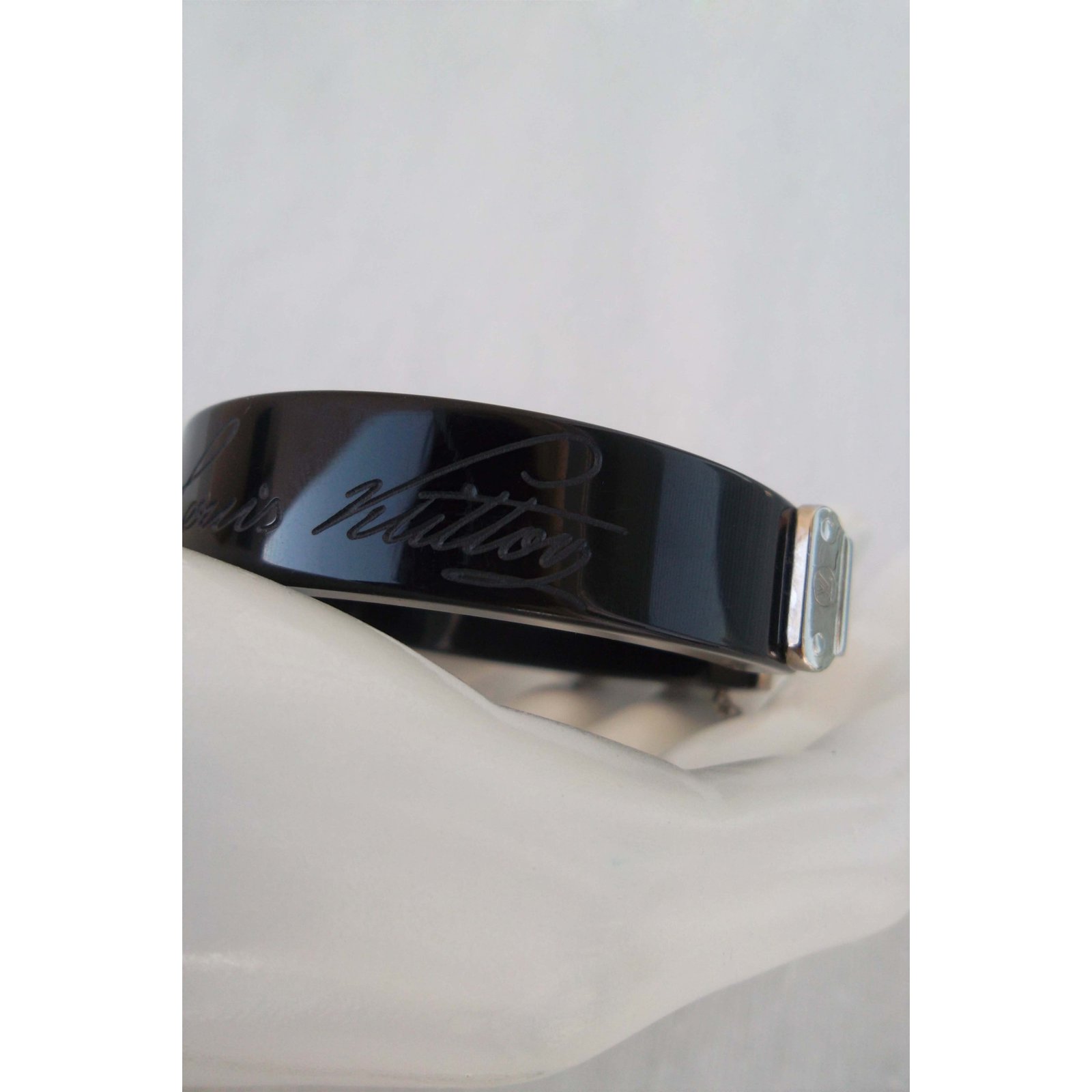 Louis Vuitton Black Resin Lock Me Bracelet - Yoogi's Closet
