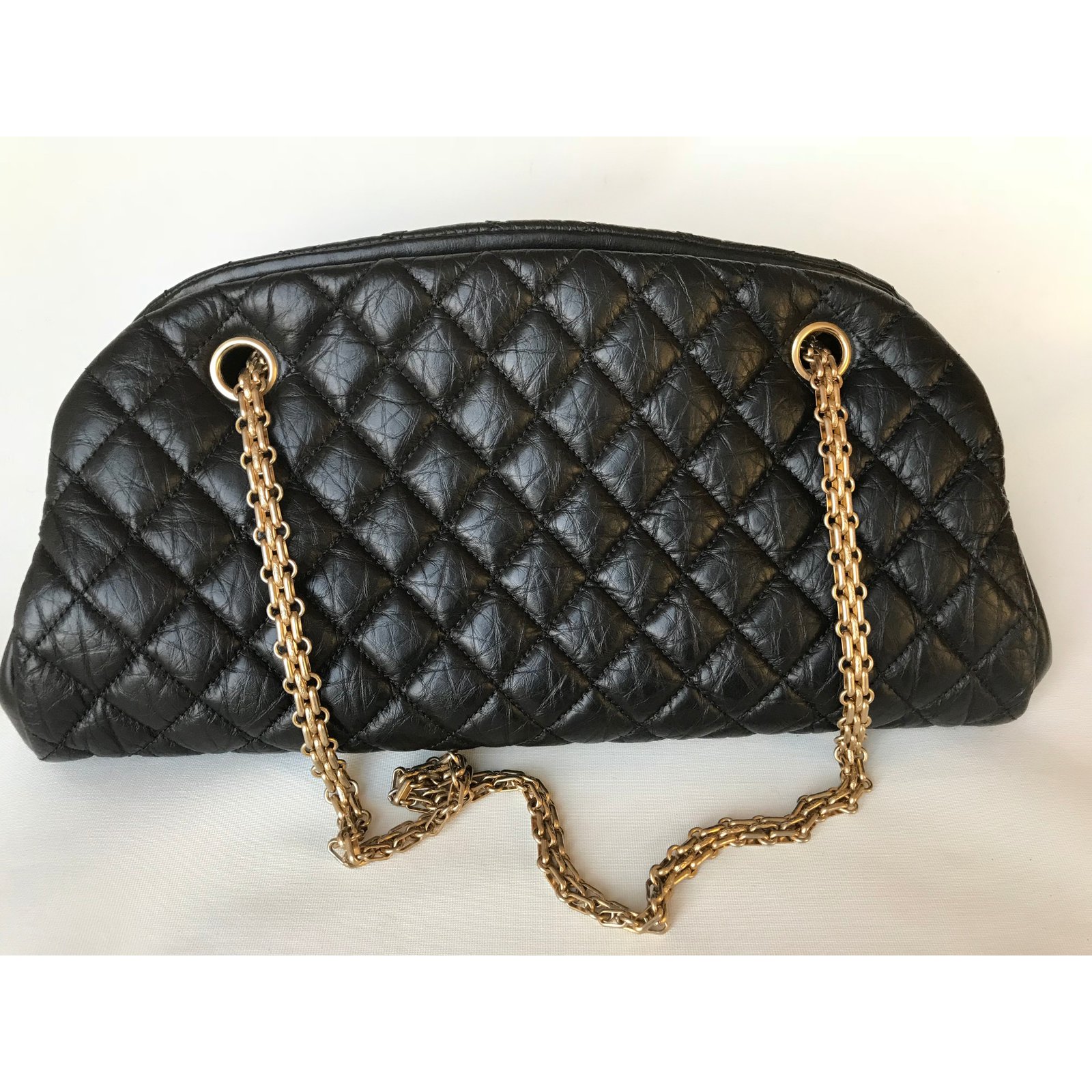 Chanel Chain Mademoiselle Bowling Bag Black Leather ref.77671 - Joli Closet