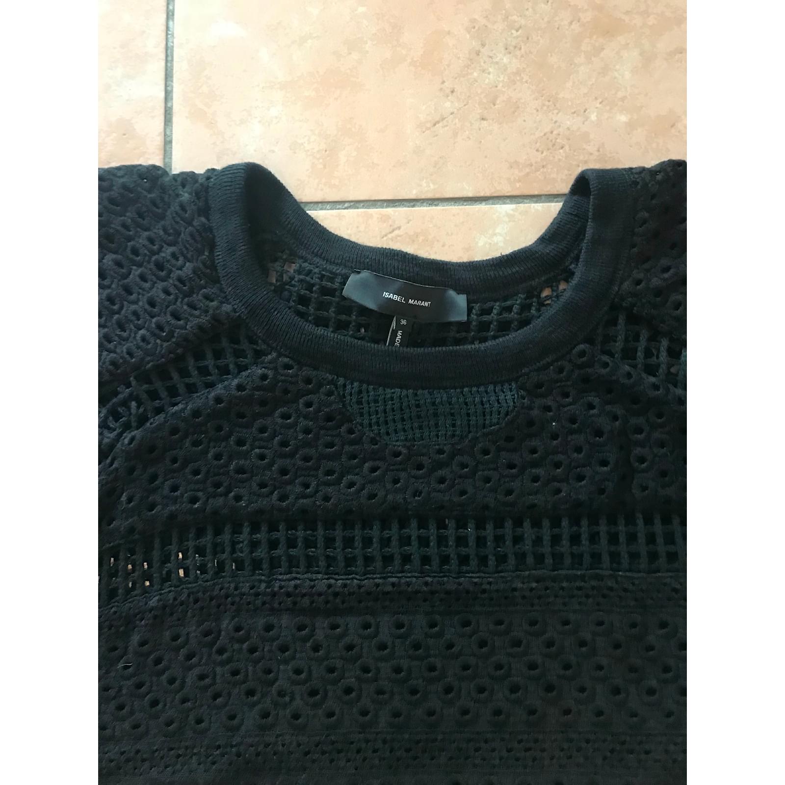 Pull Isabel Marant Noir En Alpaga - Taille 2 - Occasion Très Bon état - Col Rond