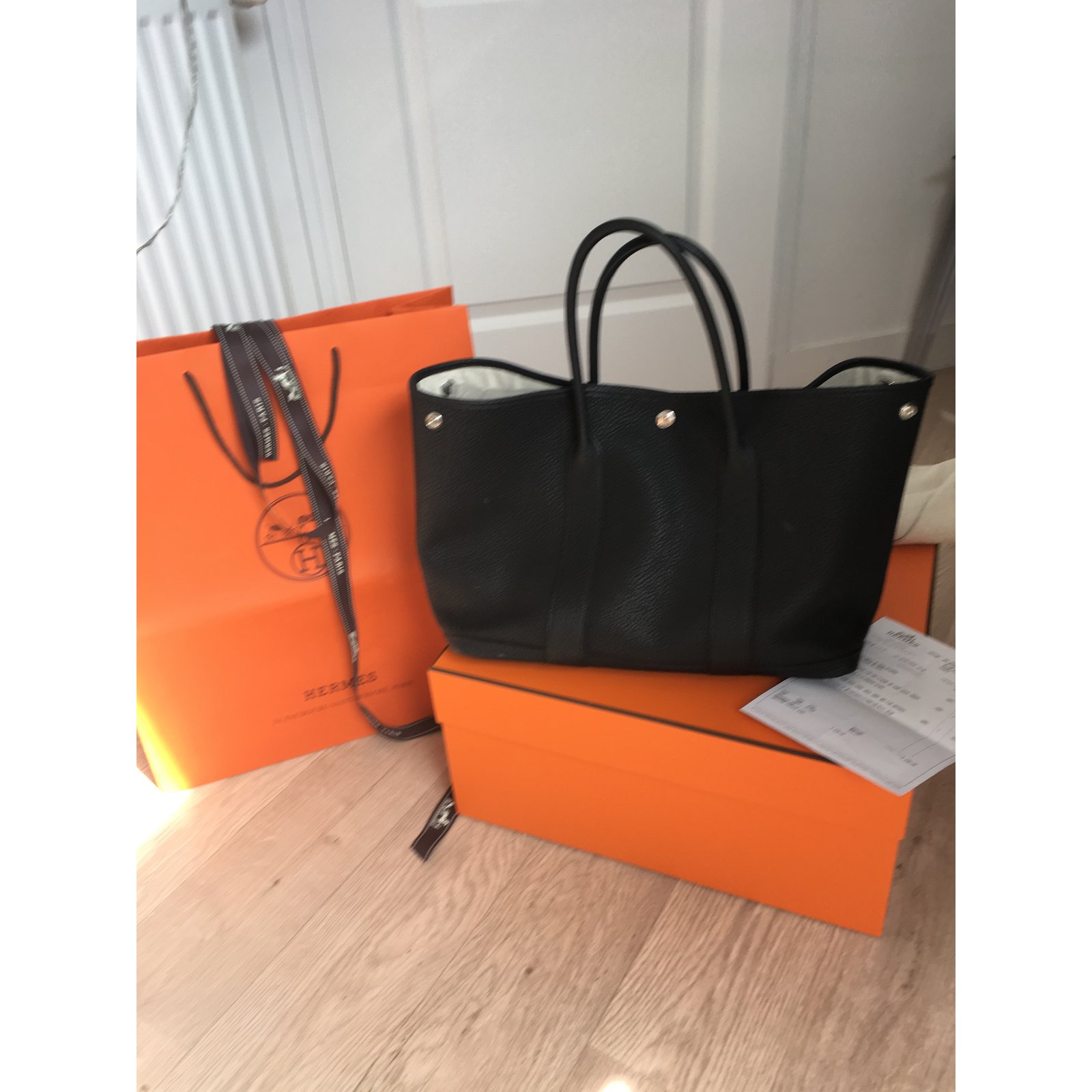 Hermès Garden Party Bag 36 Black Leather ref.322015 - Joli Closet
