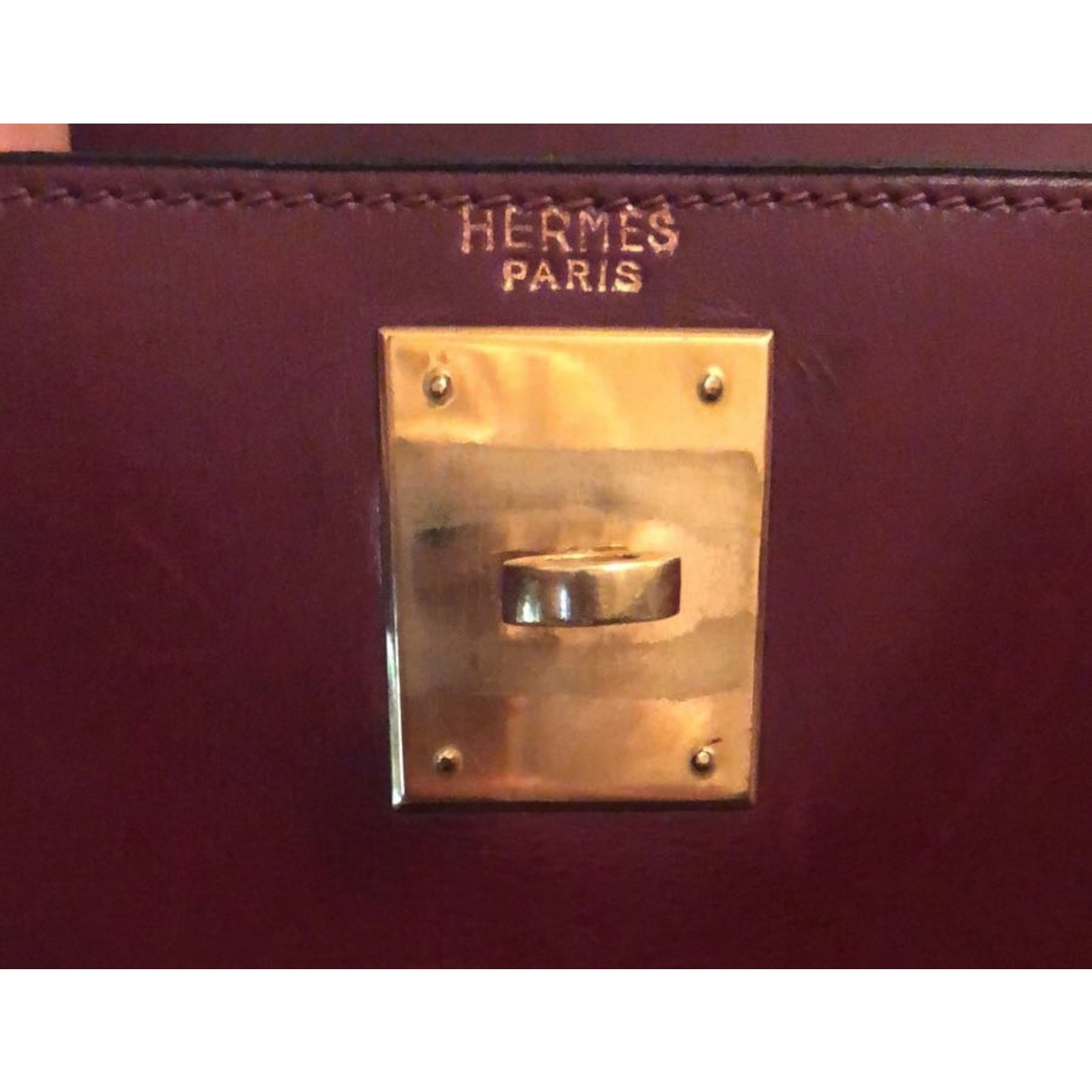 Hermès Bordeaux Dark Red Burgundy Box Calf Kelly 32 S331h47