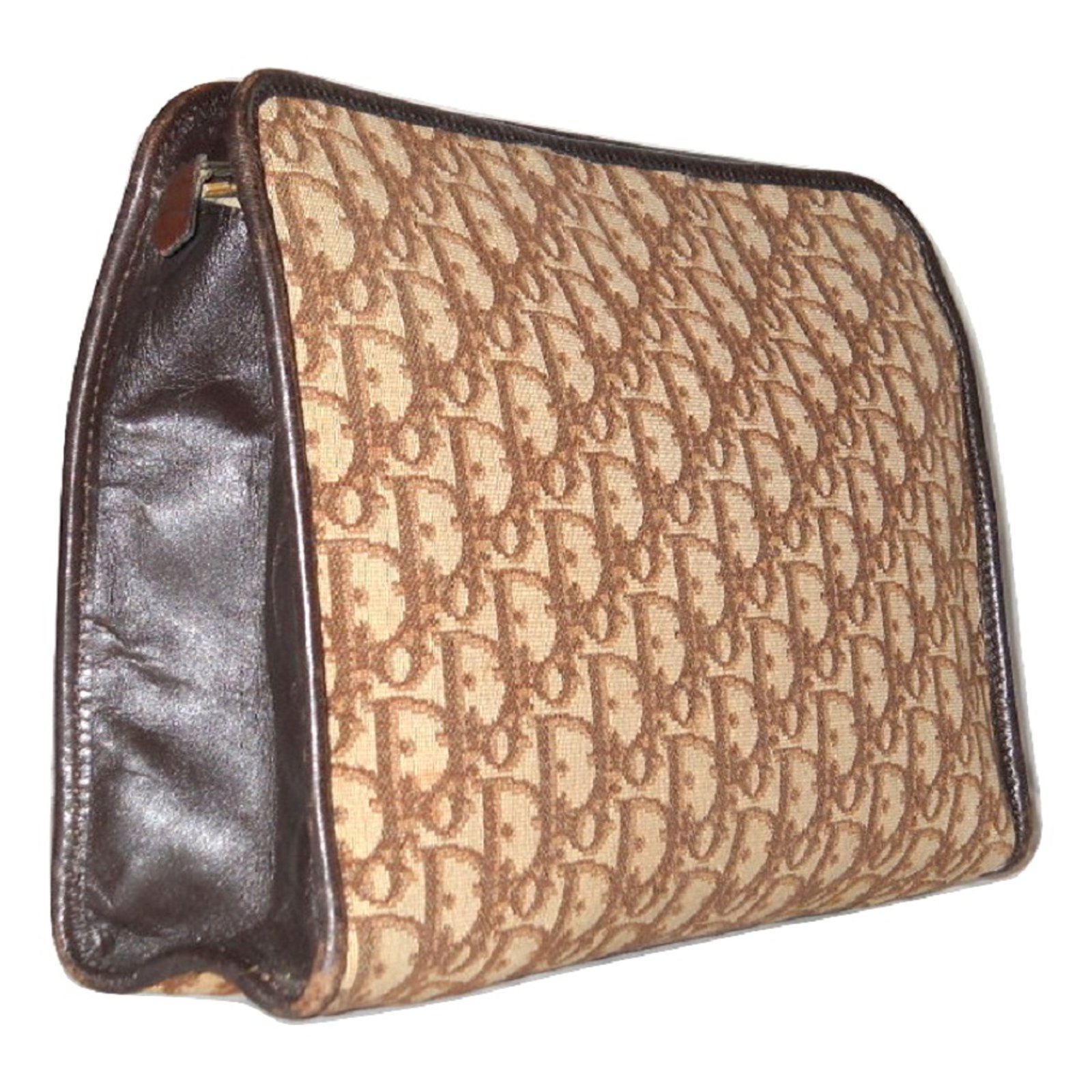 Christian Dior Speedy Beige Dark brown Leather Cloth ref.270501 - Joli  Closet
