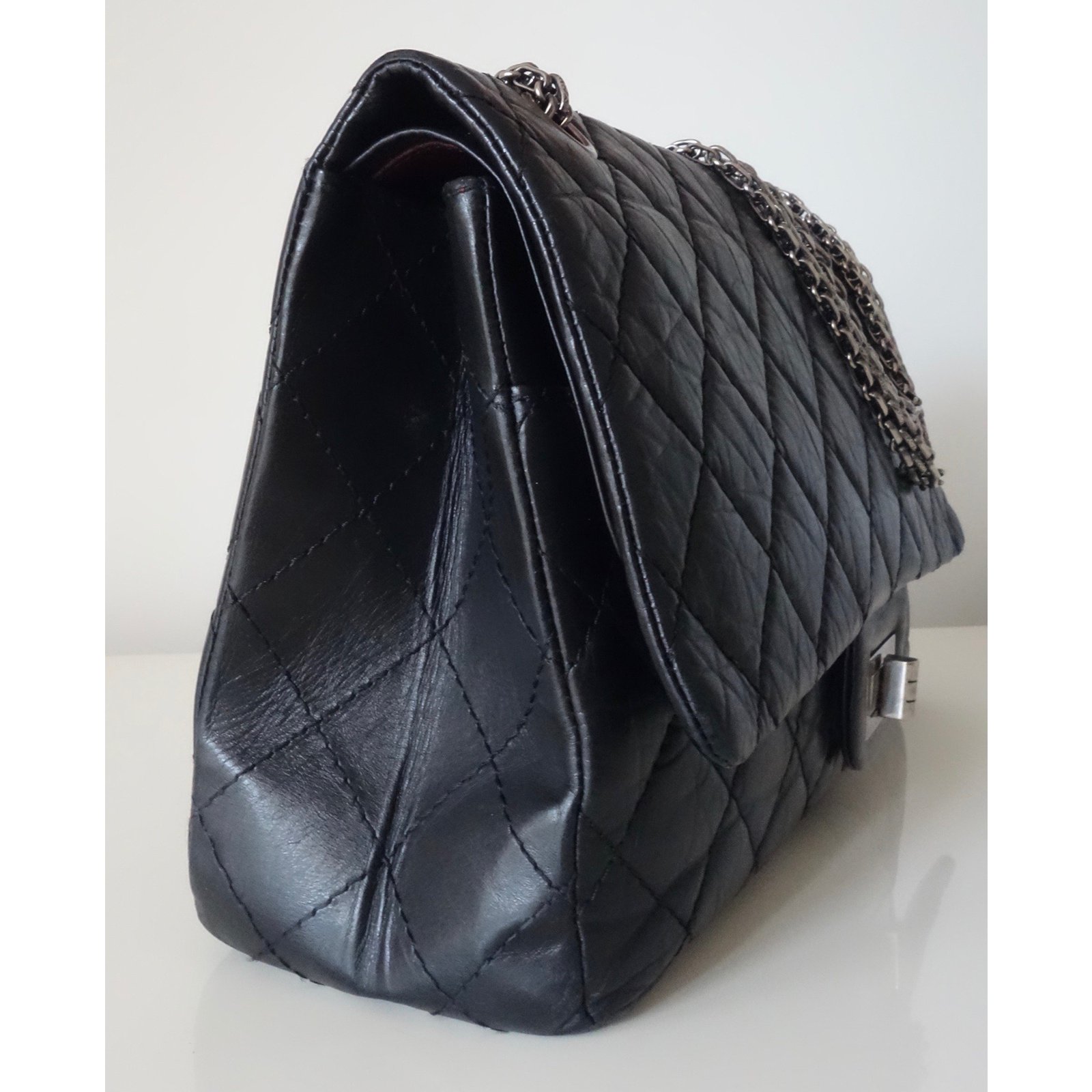 Chanel 2.55 maxi Black Leather ref.79251 - Joli Closet