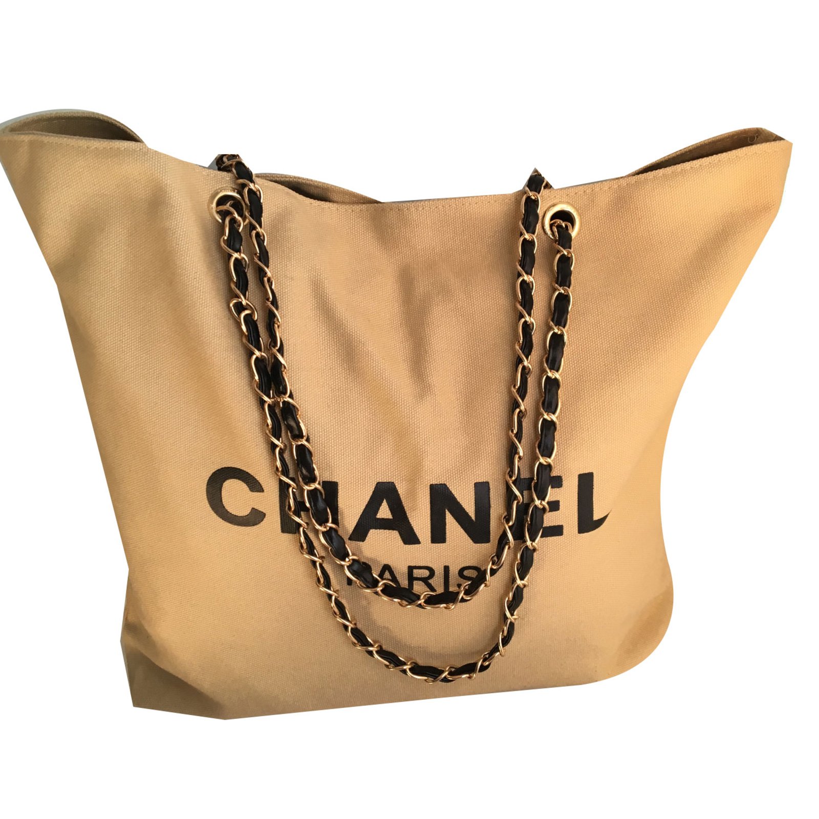 Chanel beige bag vip gift 2018 Gold chain Cloth ref.79403 Joli Closet