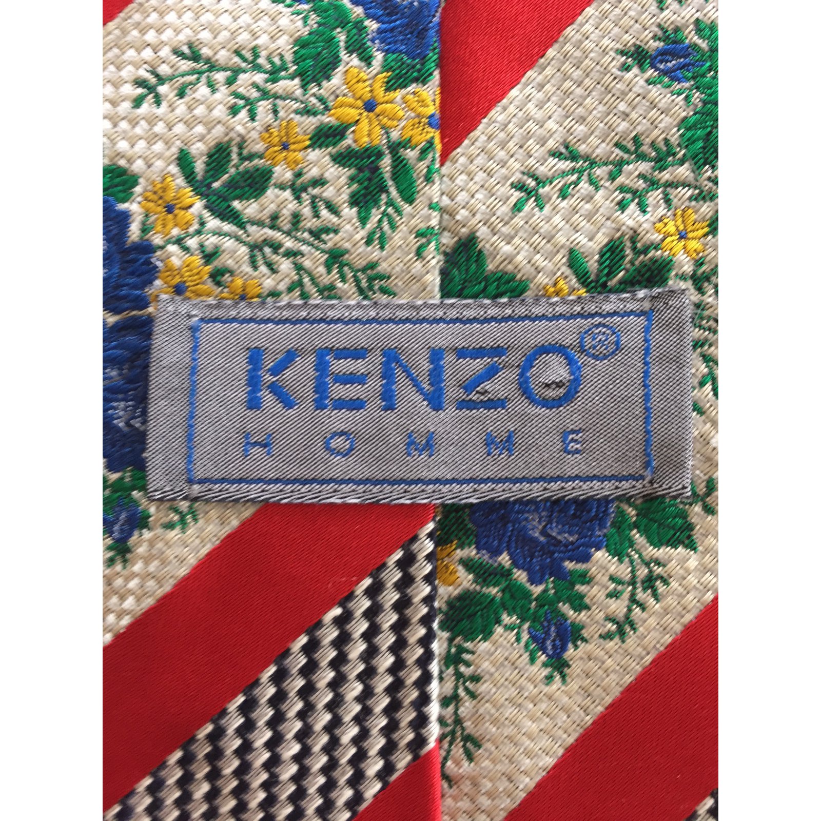 Kenzo ties Red Blue Silk ref.79451 - Joli Closet