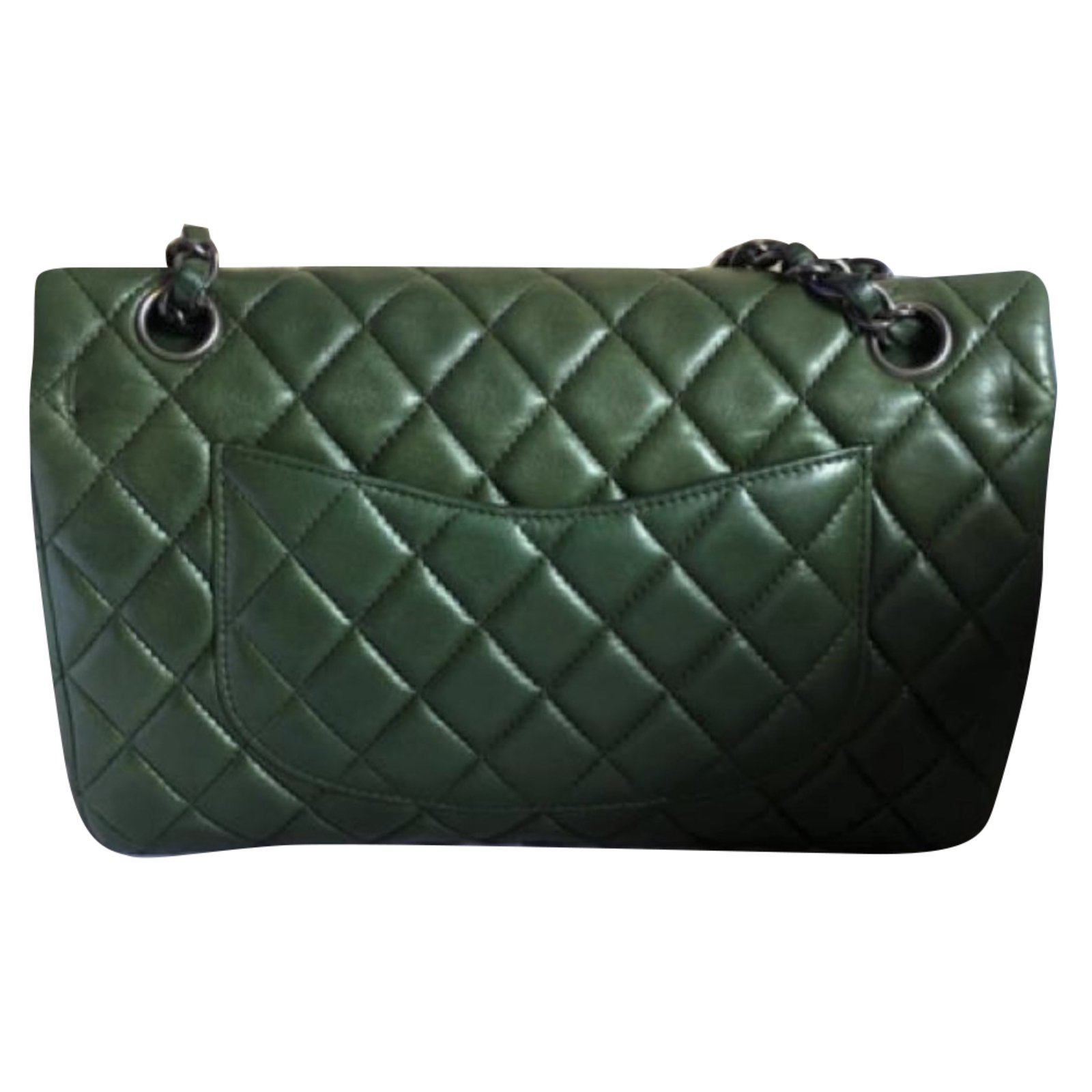 2.55 Chanel Shearling bag Olive green Lambskin ref.59268 - Joli Closet