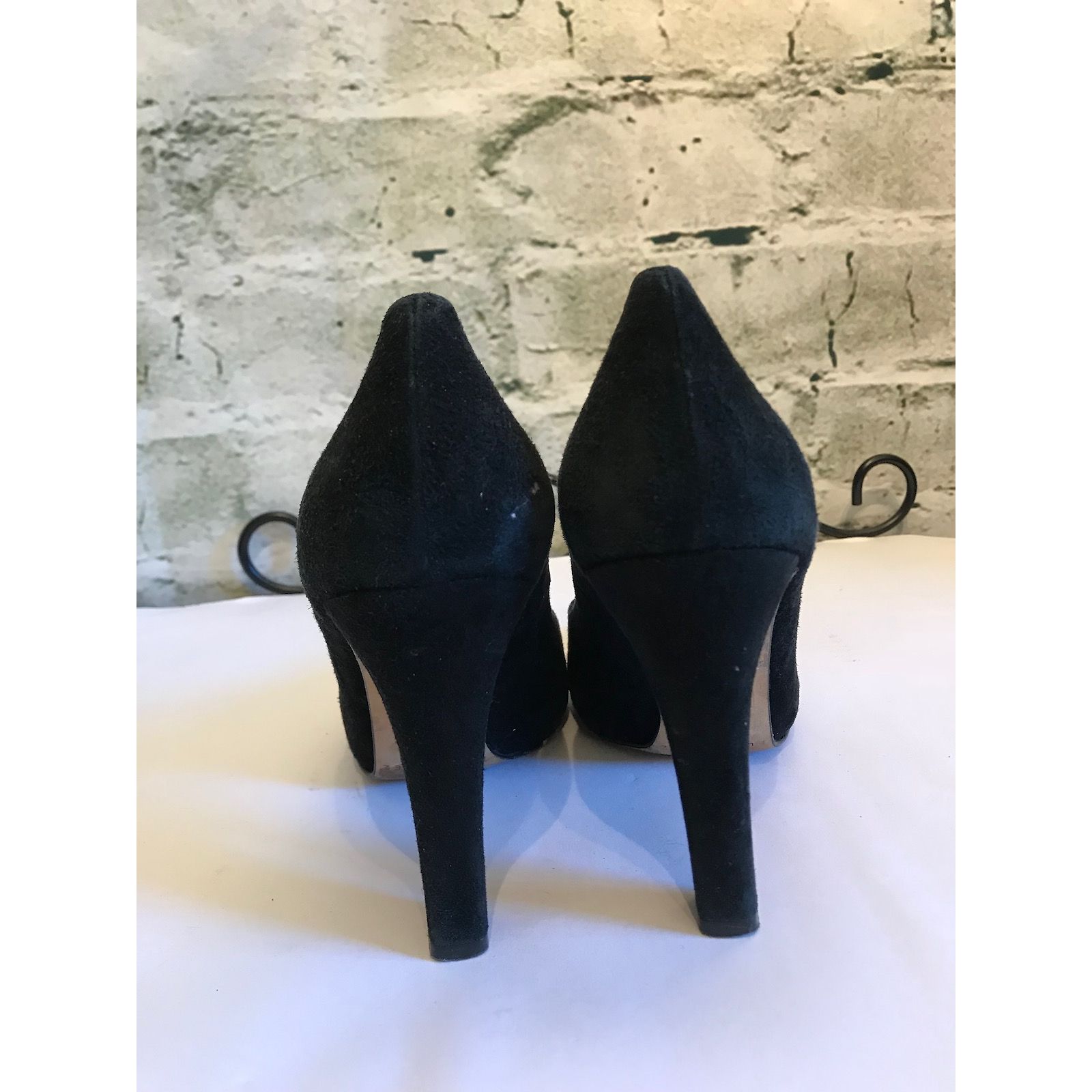 Escarpins Ouverts Pointus Pura López Tout Cuir Noir - Taille 36.5, Très Bon état