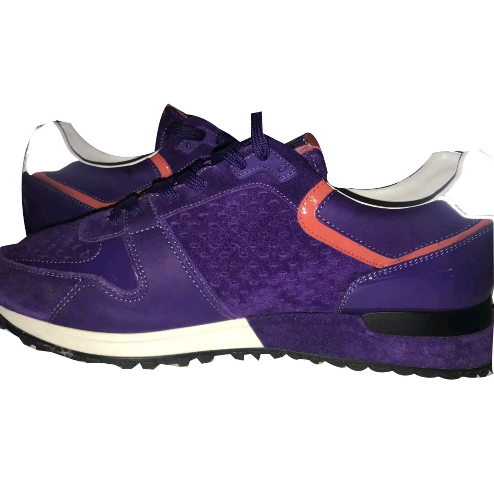 Louis Vuitton run away purple sneakers trainers size 6 eu 39 White Suede  Leather ref.80251 - Joli Closet