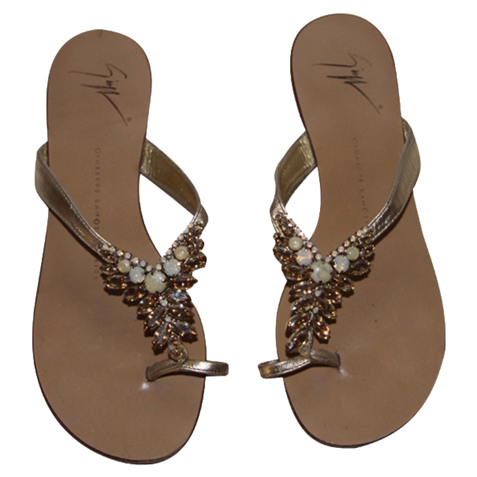 Giuseppe Zanotti sandals Golden Leather ref.80270 - Joli Closet