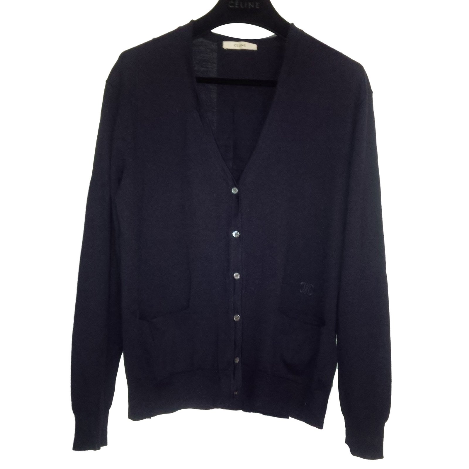 Céline Cardigan in Wool and Silk, colour Navy Navy blue ref.80271 ...