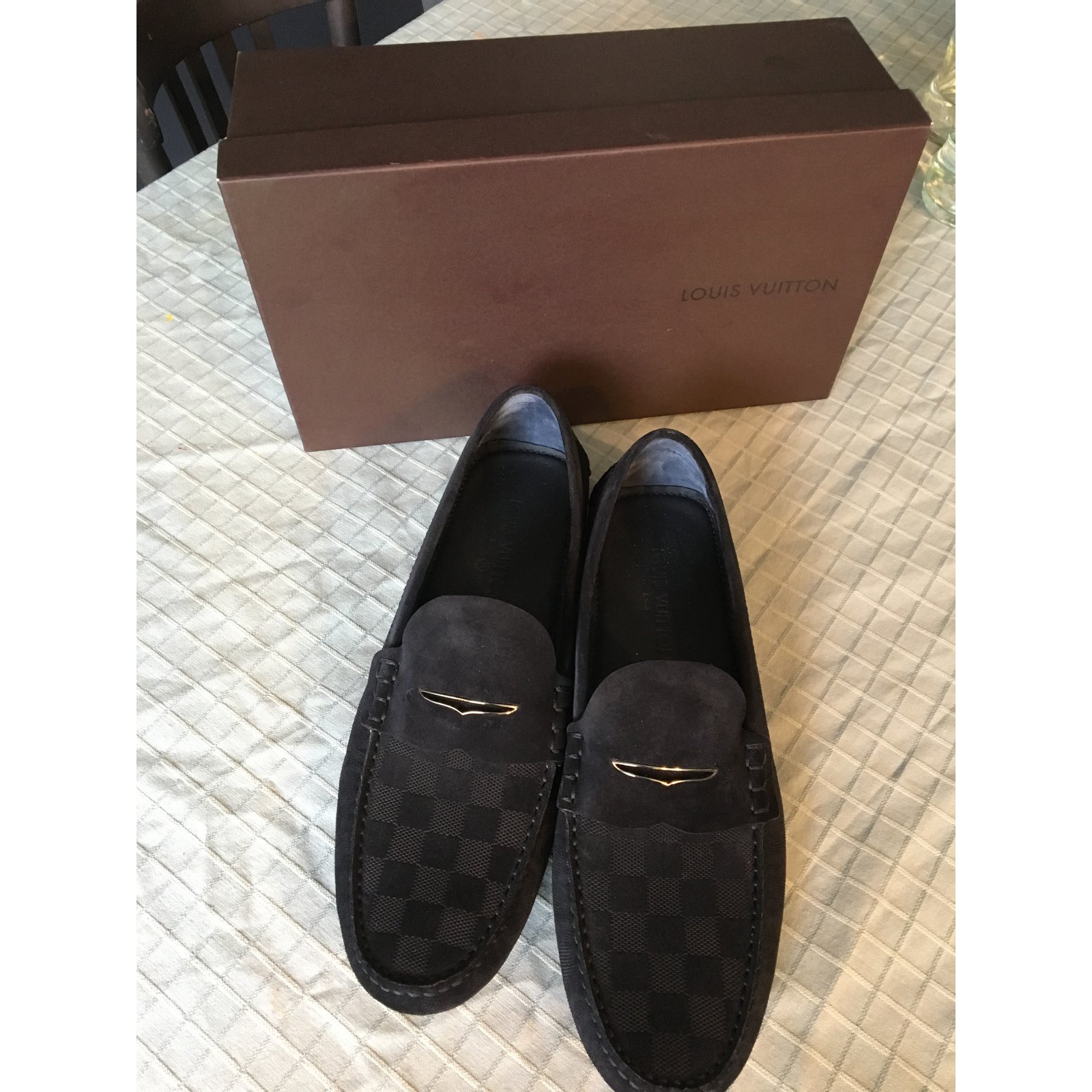 Louis Vuitton Navy Blue Suede slip on shoe Loafers 9UK 10US 43EU ***