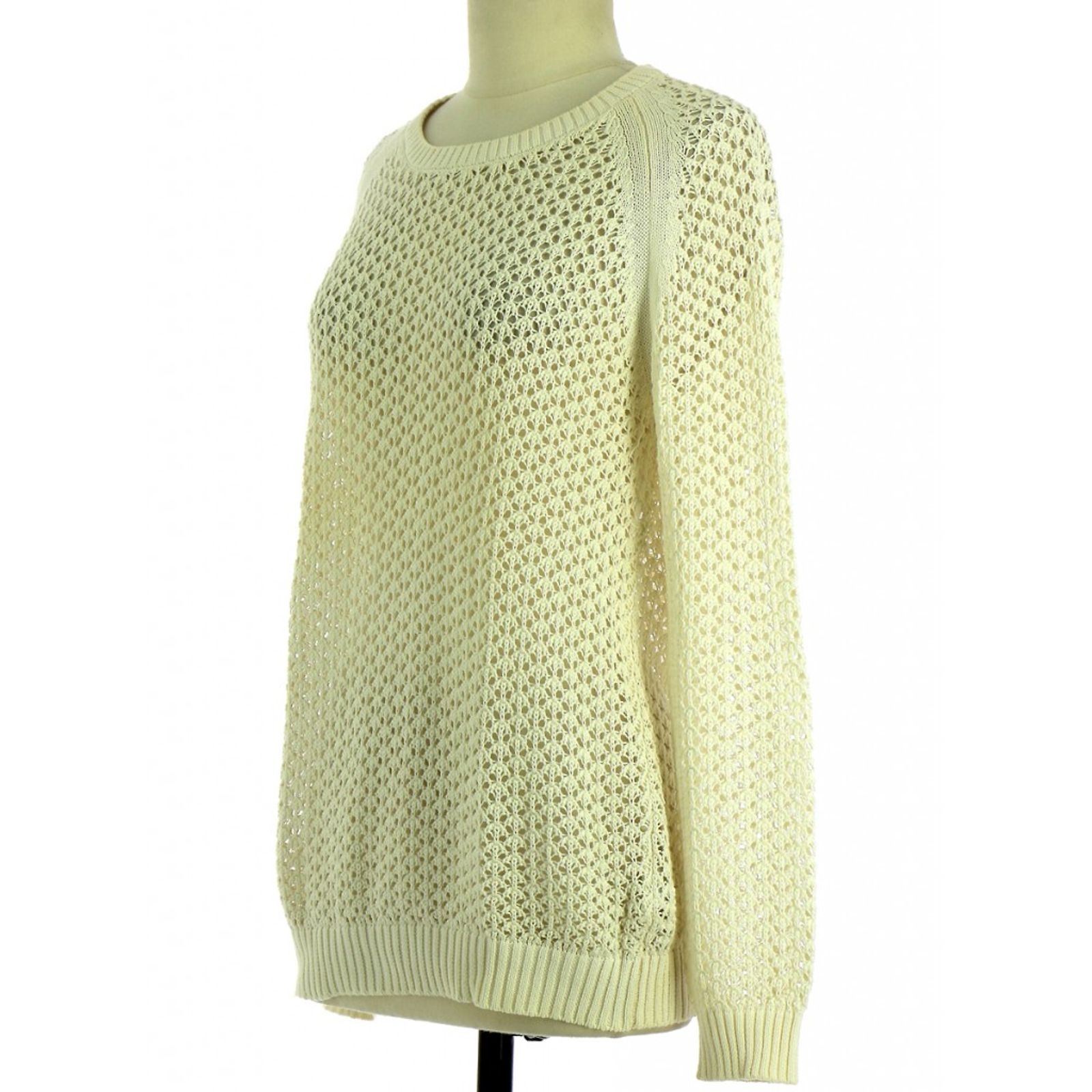 Pull Fin Oversize Pablo Gerard Darel - Taille 36 (équivalent 0), Couleur Crème, Occasion Très Bon état
