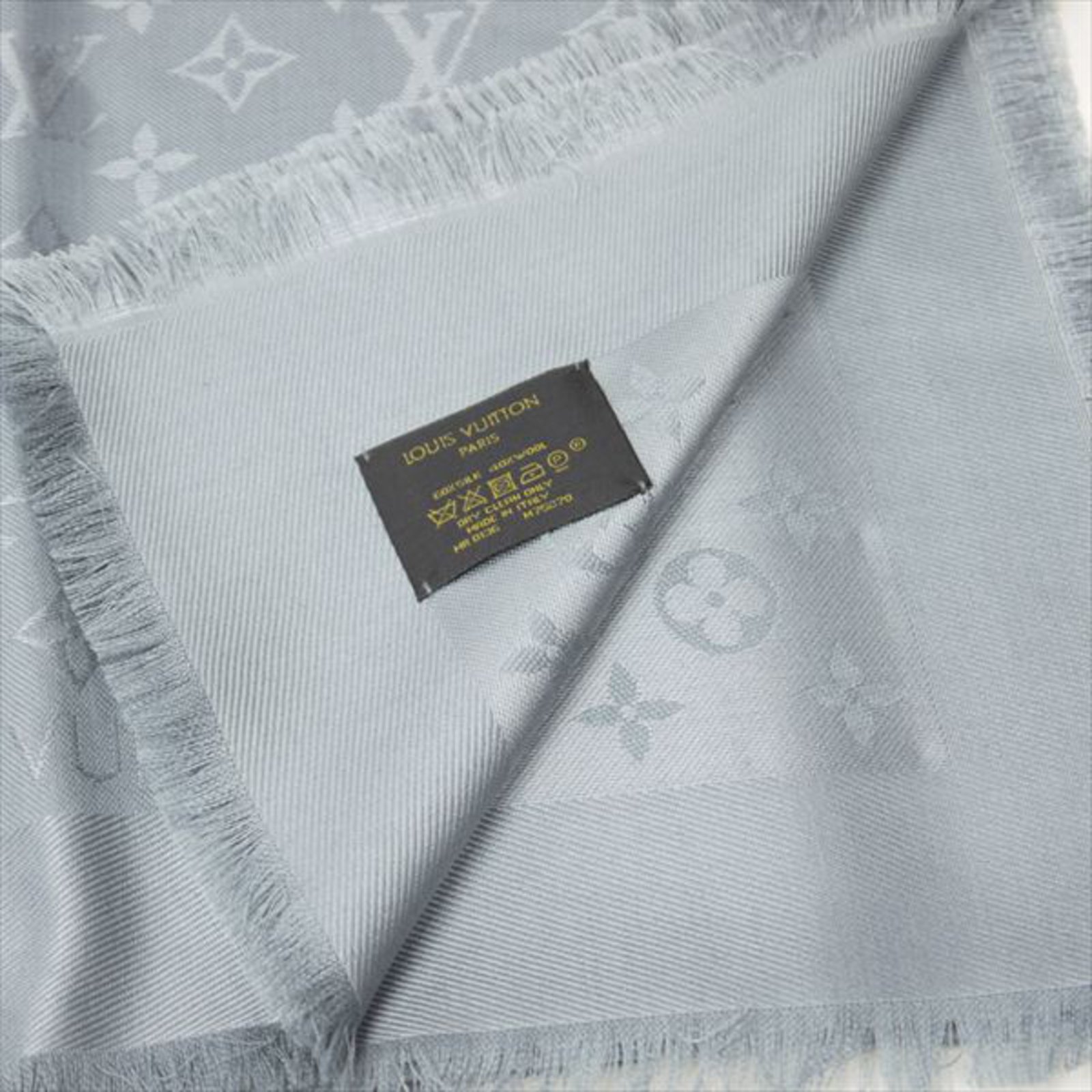 Louis Vuitton monogram shawl Grey Silk Wool ref.165275 - Joli Closet