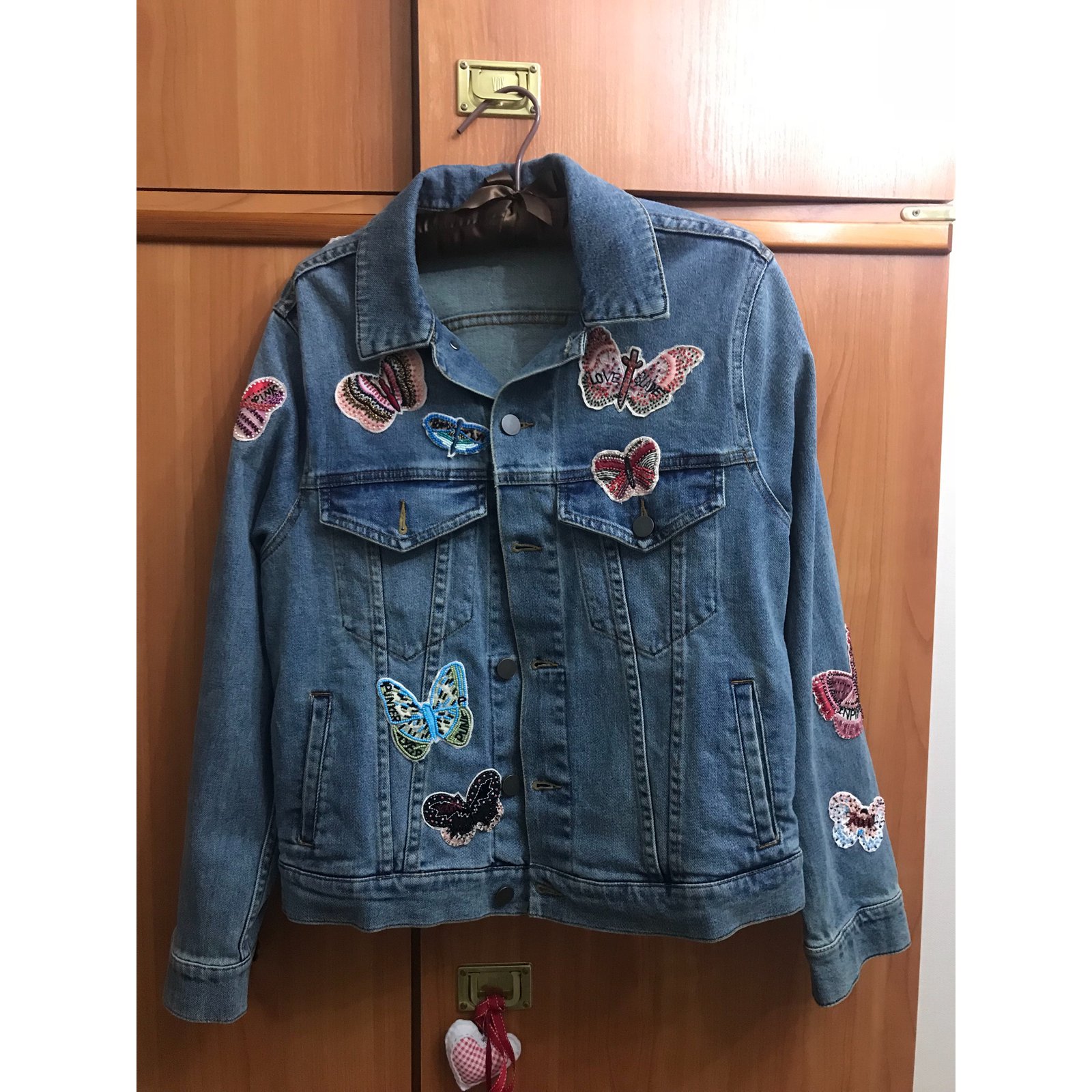 embroidered butterfly denim jacket