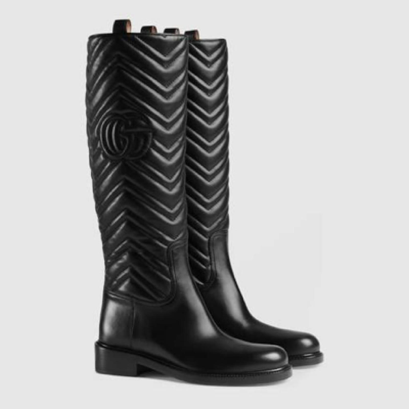 Gucci boots Black Leather ref.82169 Joli Closet