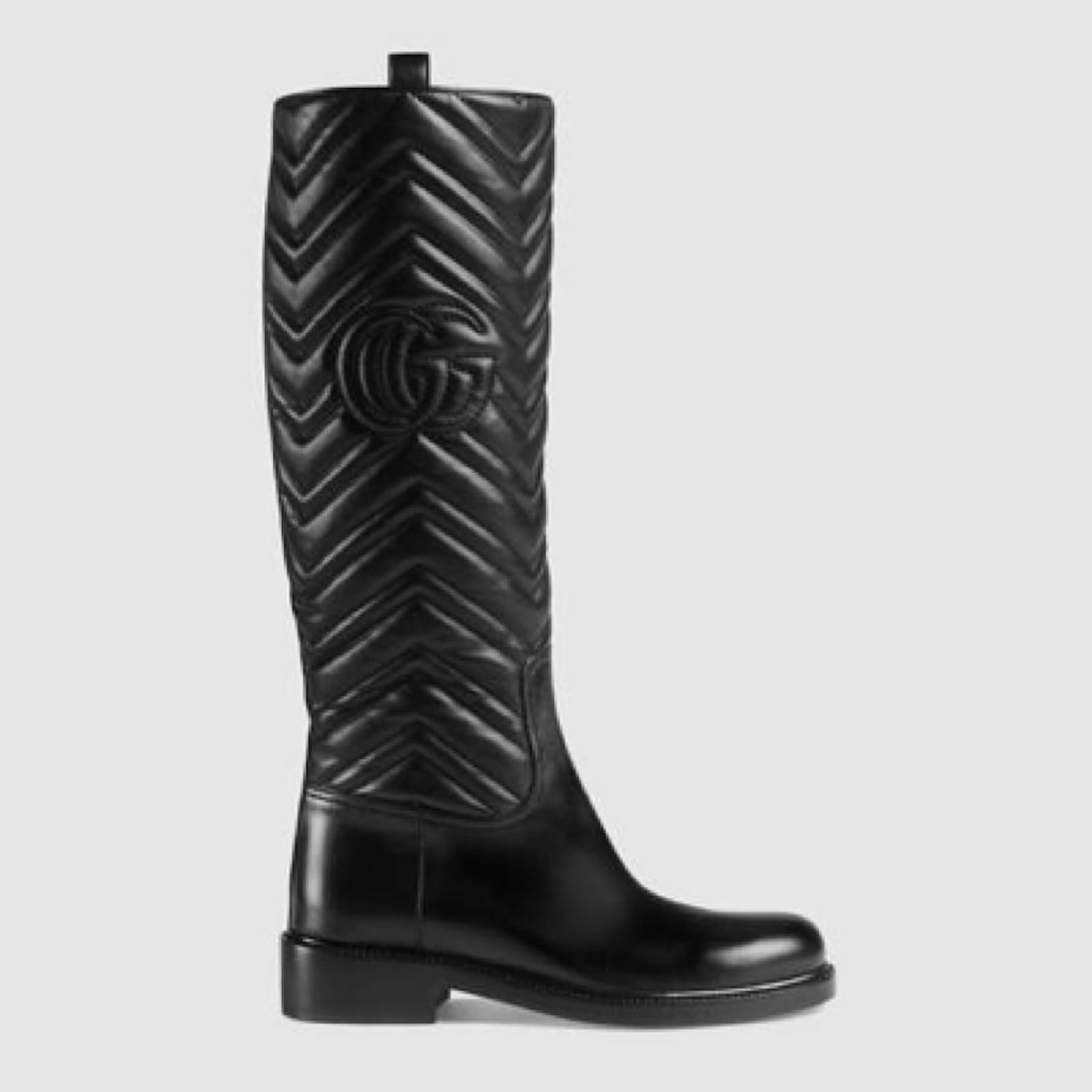 Gucci boots Black Leather ref.82169 Joli Closet
