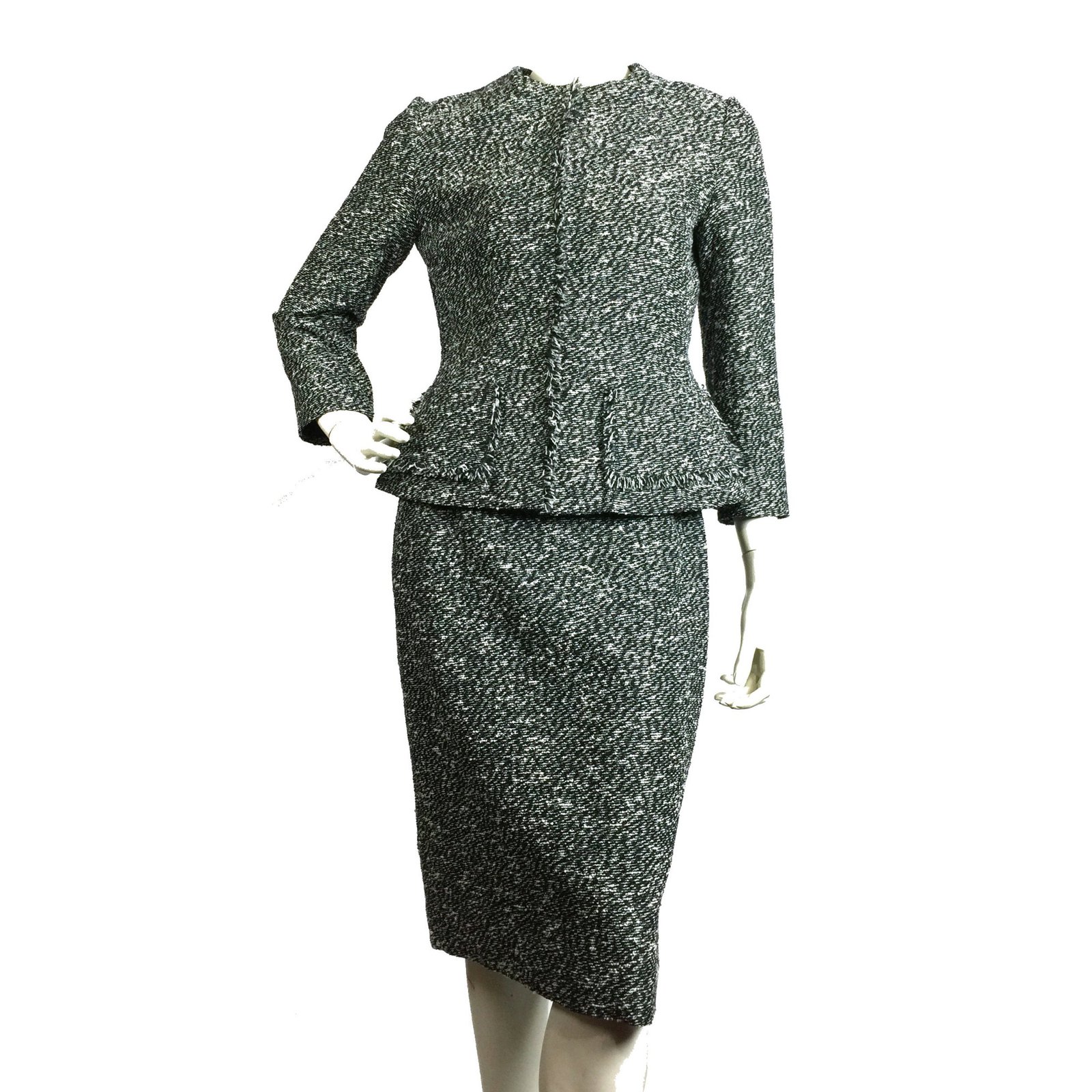 Christian Dior Skirt suit Black White Silk Cotton Polyester Nylon ref ...