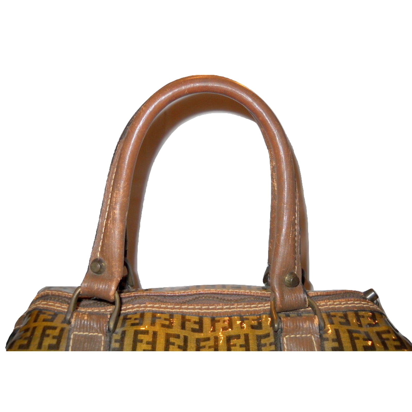 Fendi Canvas Pecan Block Handbag WZ242131 Brown Cloth ref.908232