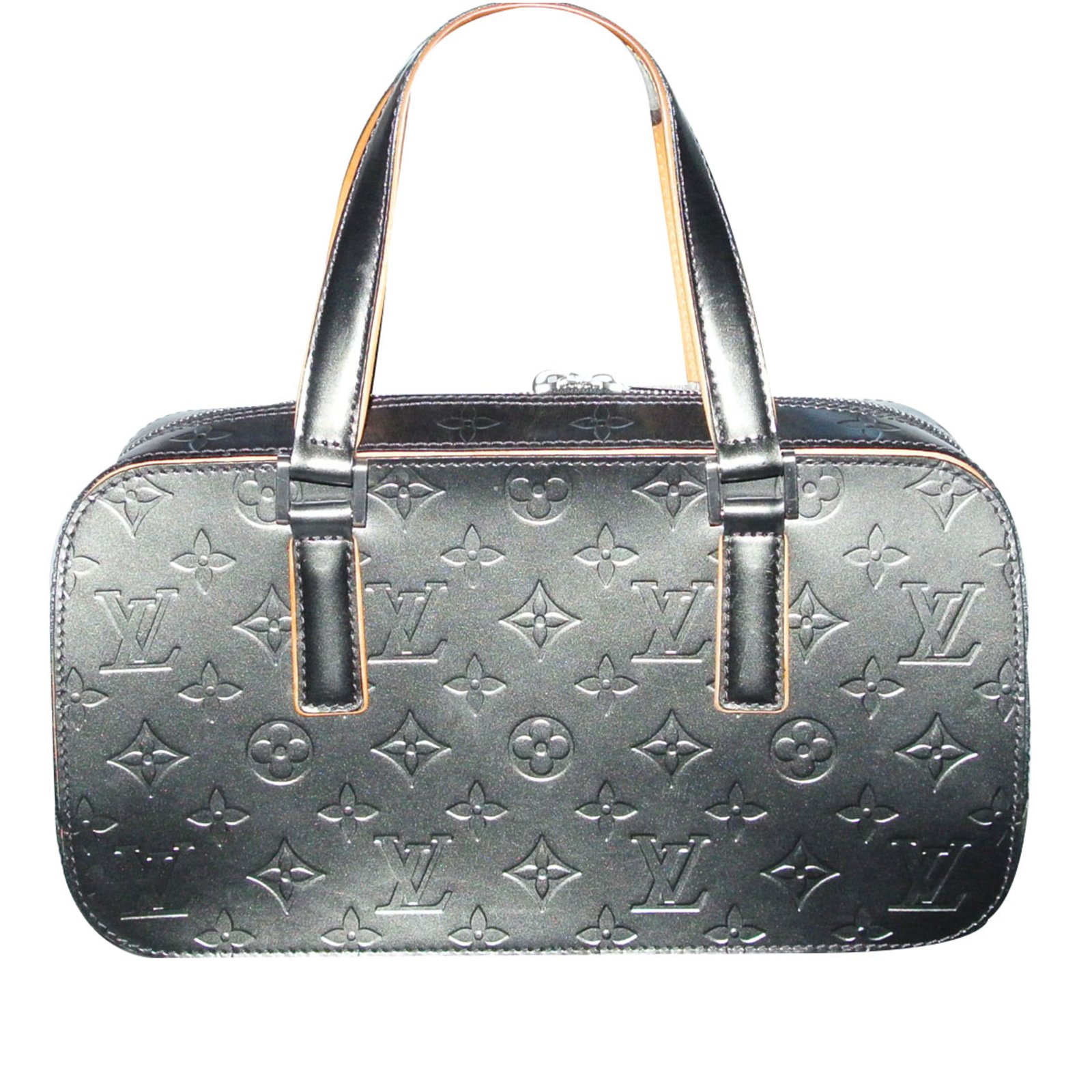 Louis Vuitton monogram metallic leather bag super steel! Grey ref