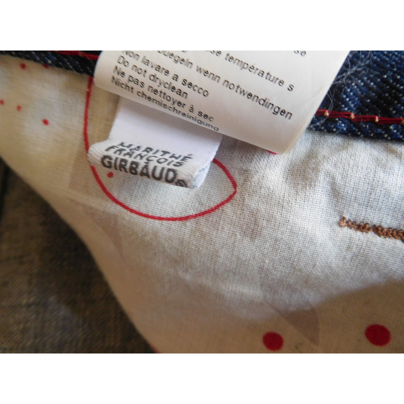 Jean Girbaud Droit Bleu & Cuir Taille 40 Femme - Comme Neuf !