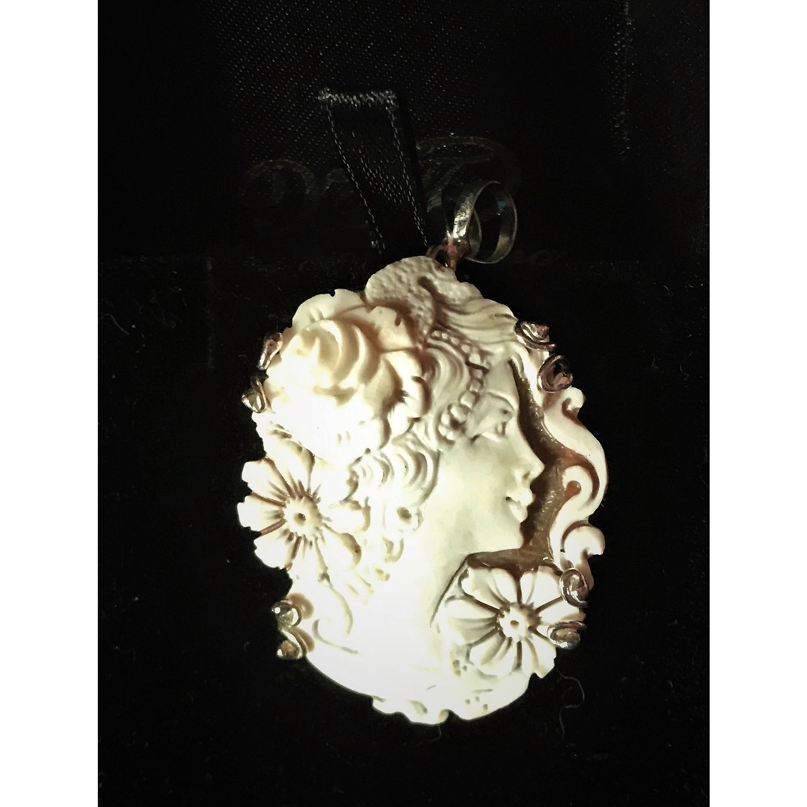 Pendentif Ou Broche Camée En Argent 925 - Coquille Ormeau Rouge, Fait Main - Poids Total 42 Carats