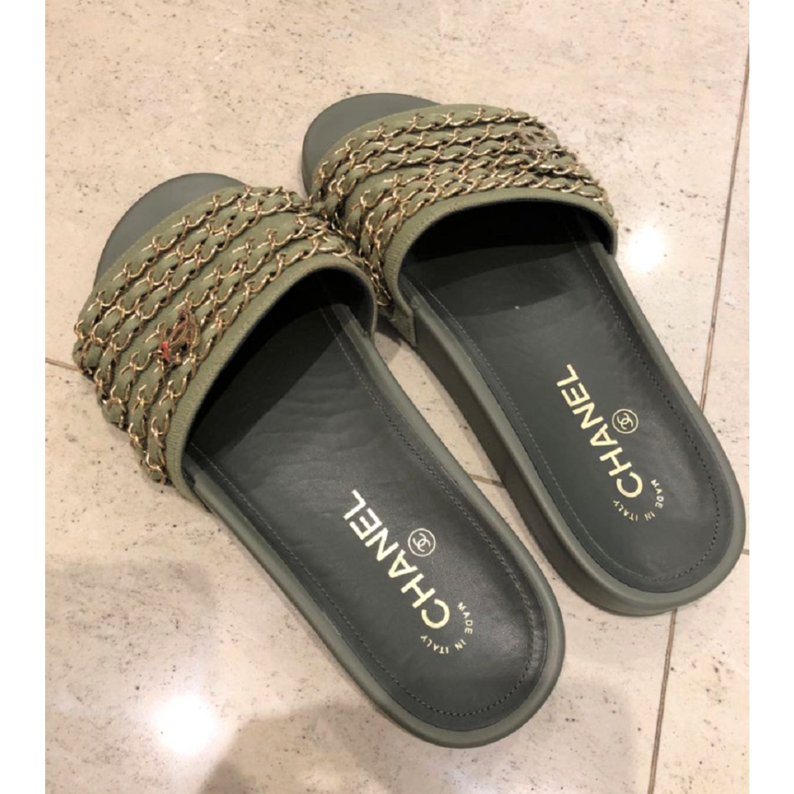 chanel chain slippers