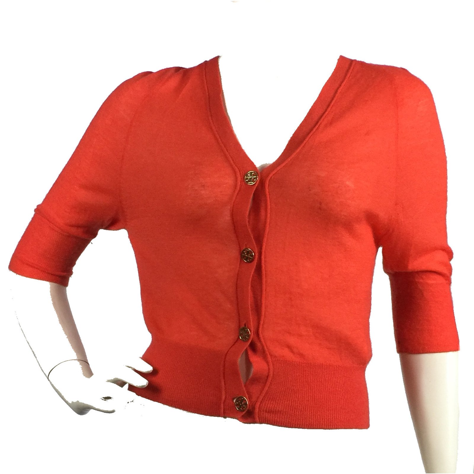 Tory Burch 100% cashmere cardigan Orange ref.85799 - Joli Closet