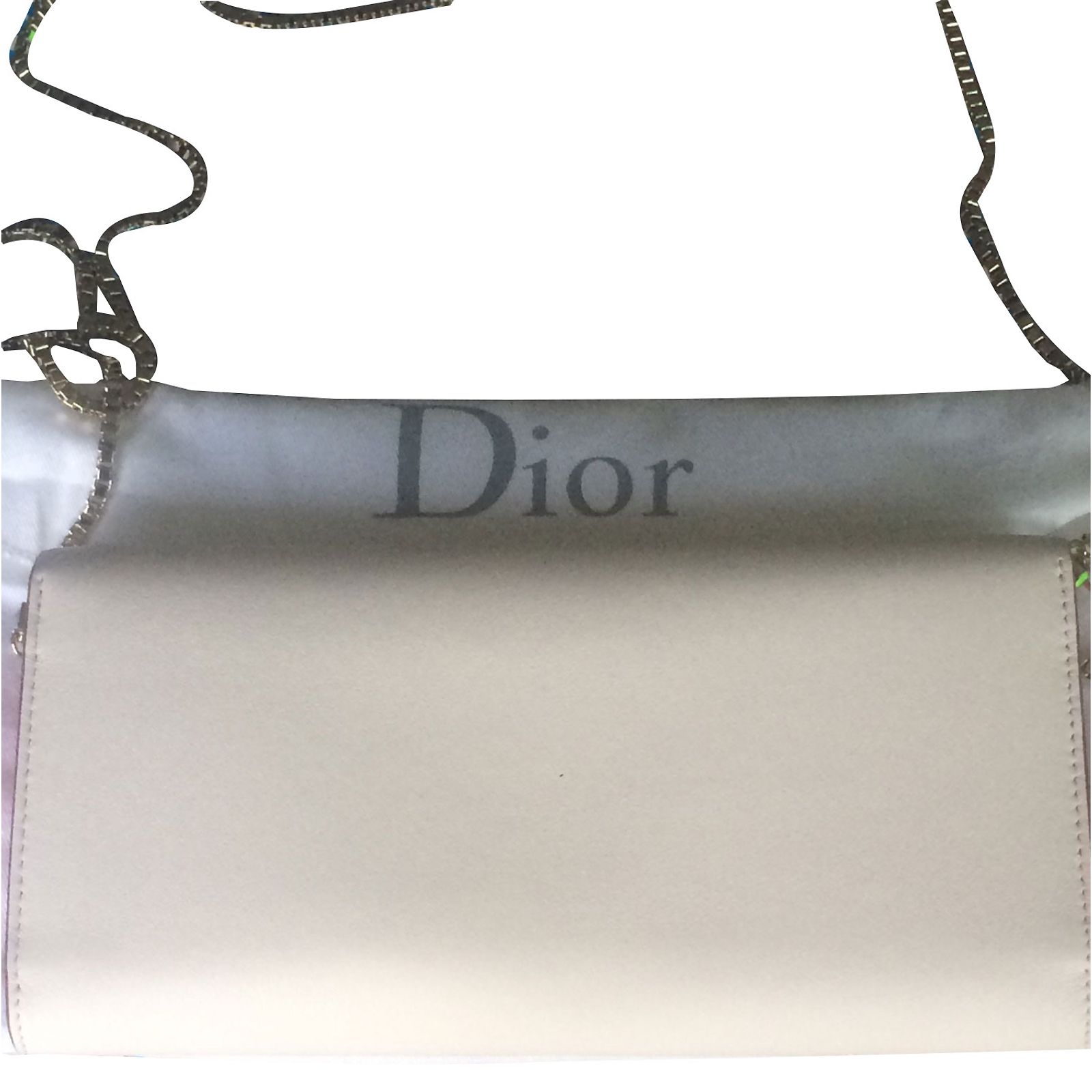 christian-dior-portefeuille-avec-cha-ne-cuir-blanc-orange-ref-85896