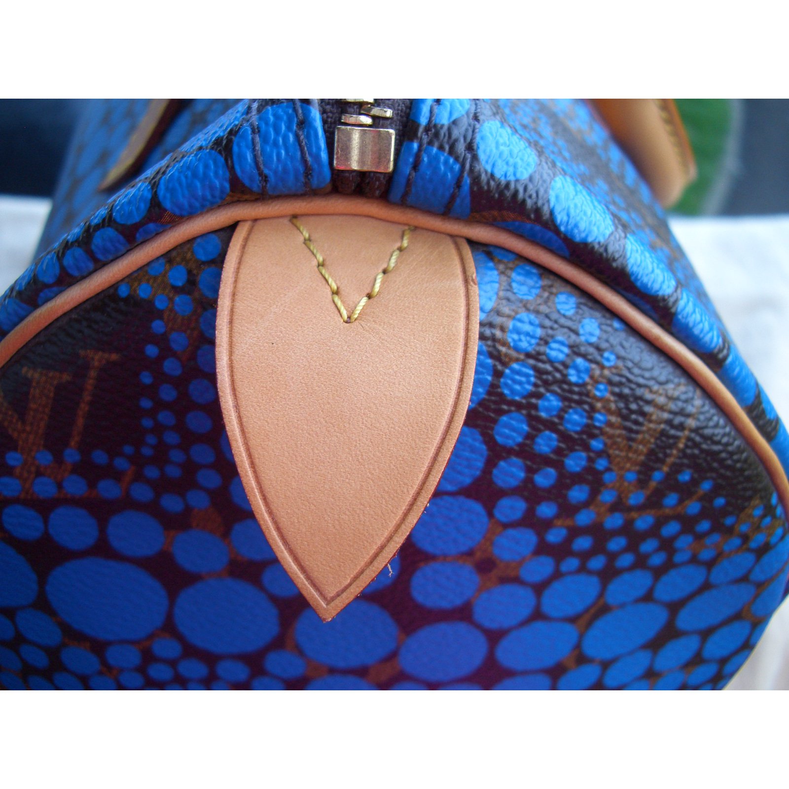 Louis Vuitton LV speedy 20 Kusama Blue Leather ref.955065 - Joli